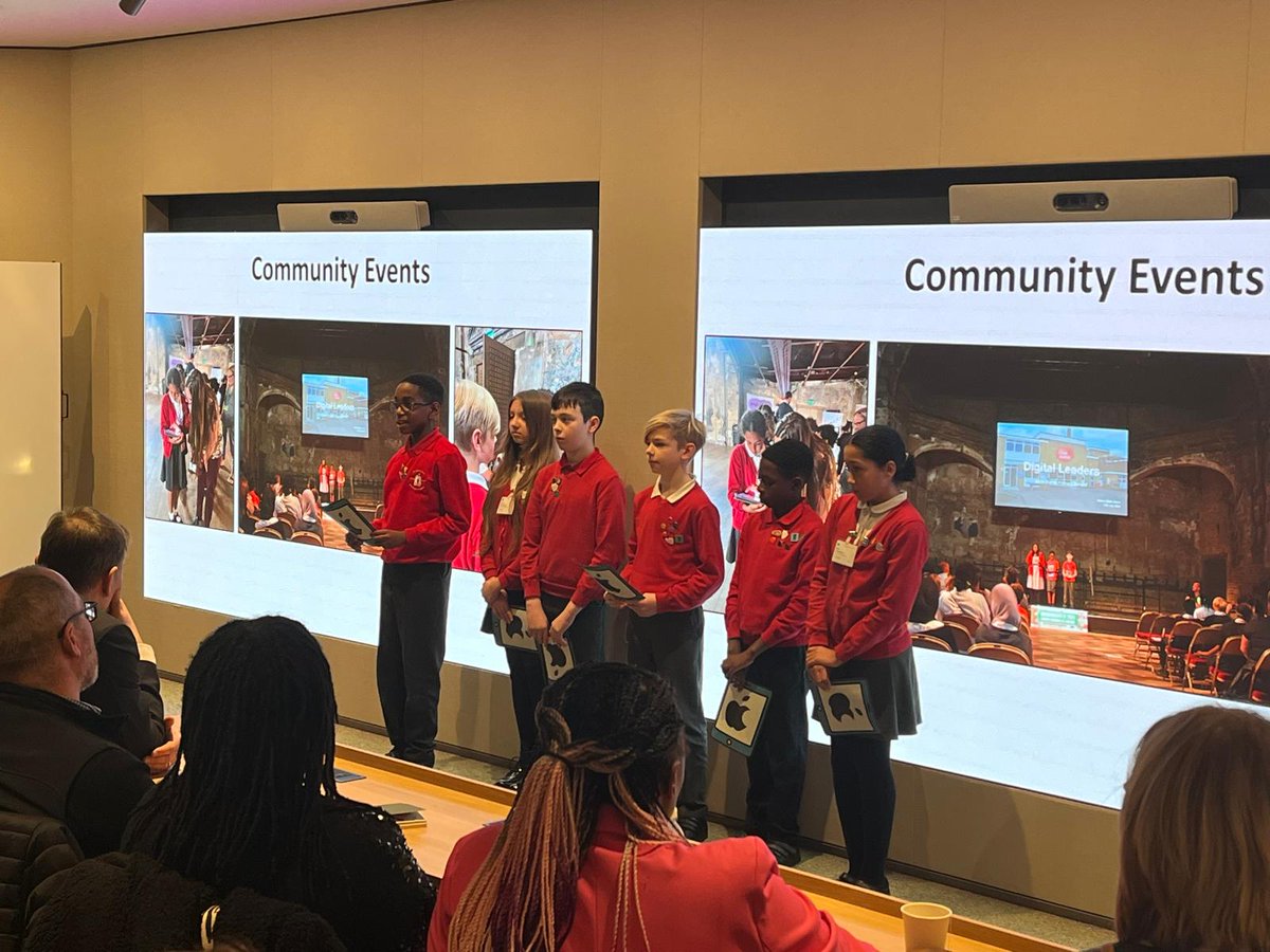 JBprimaryschool's tweet photo. We are so proud of our Year 6 Digital Leaders and Prefects who presented at Apple HQ yesterday. A wonderful opportunity to celebrate our work with @wandbc and @AppleEDU as part of The Battersea Project #communityengagement #technology #futureleaders 🍎📱🗣️ https://t.co/quOfogREs5