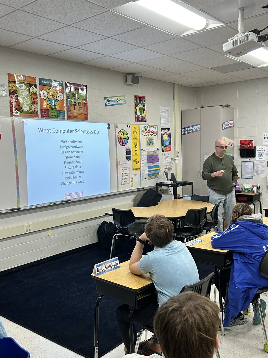 Career Day fun <a href="/LudwigSchool/">Ludwig School</a> Enjoying the computer science presentation with Dr. Klump <a href="/LewisUniversity/">Lewis University</a> . #beabulldog #d92greatness <a href="/mrsfrankovich/">Kirsten Frankovich, Ed.D.</a>