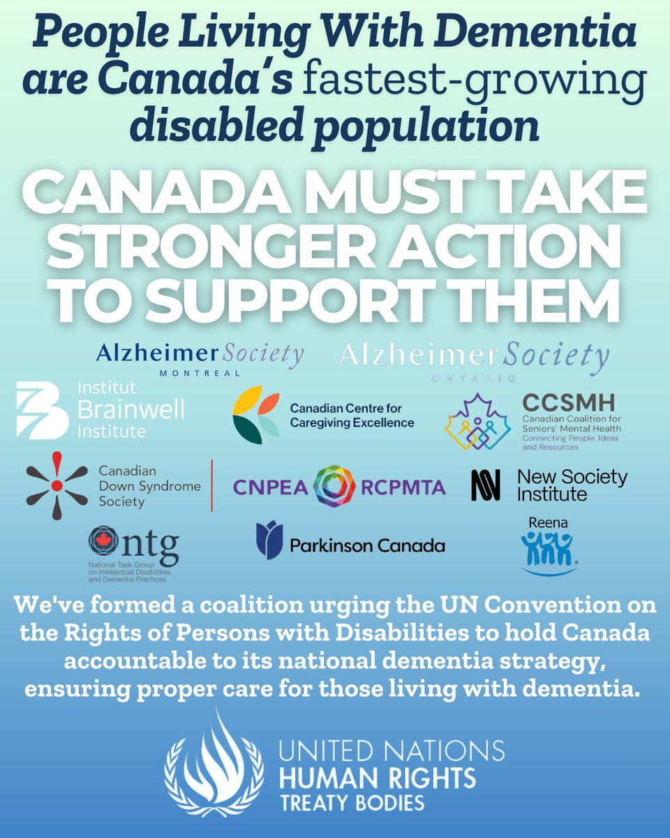 ReenaFoundation's tweet photo. As one of the organizations in the coalition urging the #UN to hold #Canada accountable for its national #dementia strategy, we are committed to ensuring excellent care and support for those living with dementia.
People with #developmentaldisabilities represent Canada's fastest-growing disabled population, and their rights and dignity must be upheld. @ReenaFoundation is proud to be part of this important effort to create a more inclusive society that meets the needs of this vulnerable community.
In fact, we recently published a dementia guide for people with developmental disabilities who are also living with dementia. This resource is available on our website and provides critical information and support. https://t.co/ZkYfcBn7sK
We call on our leaders to take stronger action to support Canadians living with #dementia. Together, we can drive the systemic change needed to provide equitable access to resources and services.
Help us amplify this critical work by sharing this message.
#DementiaCare #InclusiveCanada​​​​​​​​​​​​​​​​ #inclusion