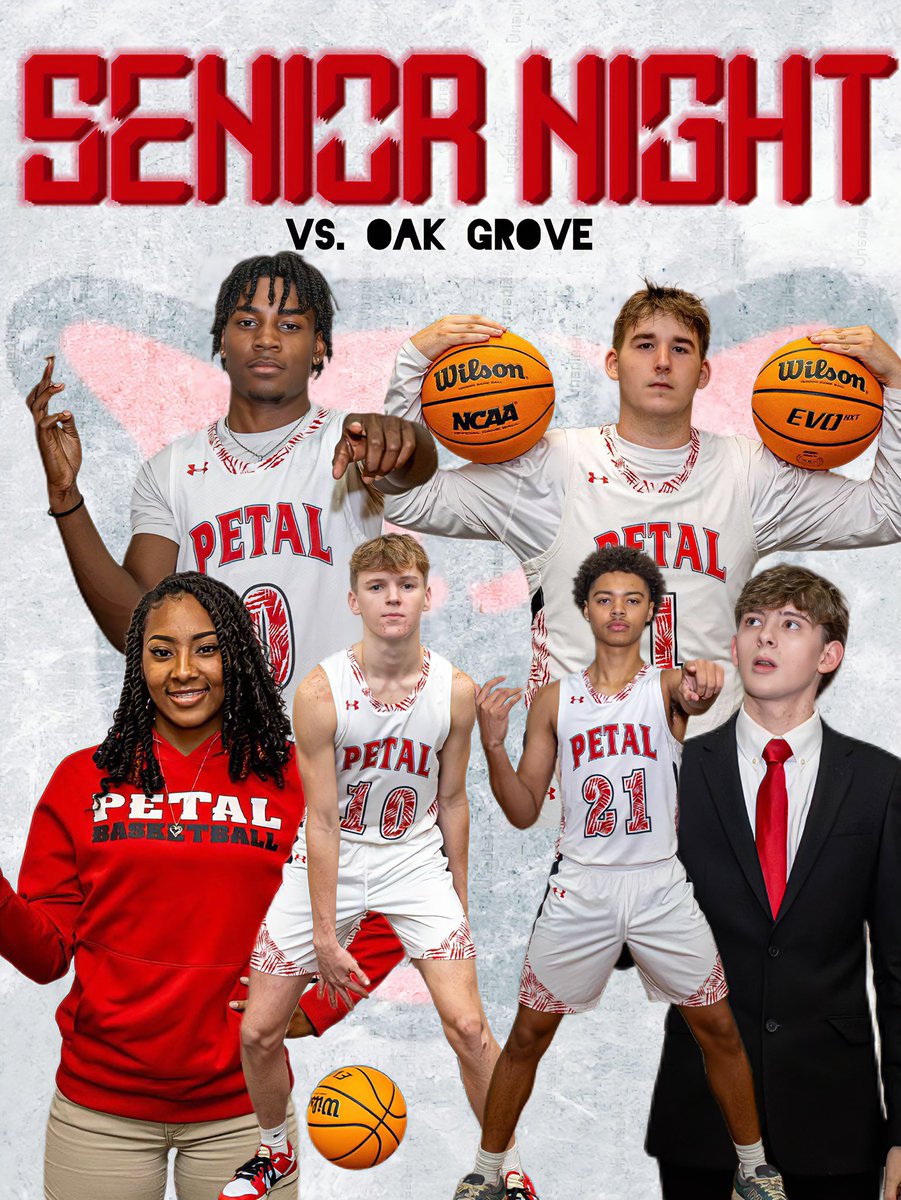 🚨Senior Night GameDay🚨

🆚 Oak Grove
📍 Petal Gymnasium
⏰ 7:30 P.M.

#WEarePETAL | #Unwritten
