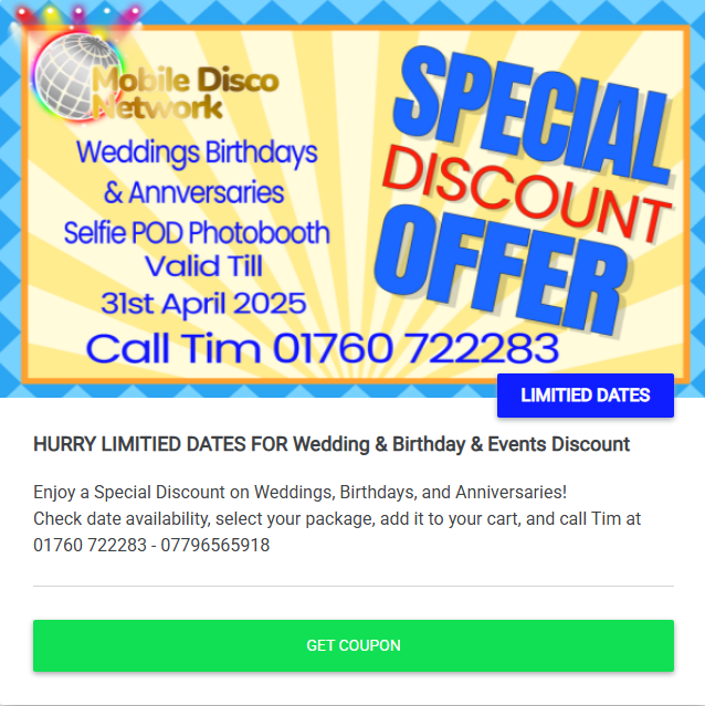 disco_network's tweet photo. Limited-Time Special Offer! https://t.co/FQDP0cod14
Serving Norfolk, Suffolk, Cambridgeshire, &amp; Lincolnshire. #LimitedTimeOffer
#SpecialDeal
#ExclusiveOffer
#EventPlanning
#WeddingPlanning
#BirthdayPartyIdeas
#PartyPlanning
#BookNow
#2025Events
#WeddingDeals
#BirthdayDiscounts https://t.co/1Ih851Ux1O