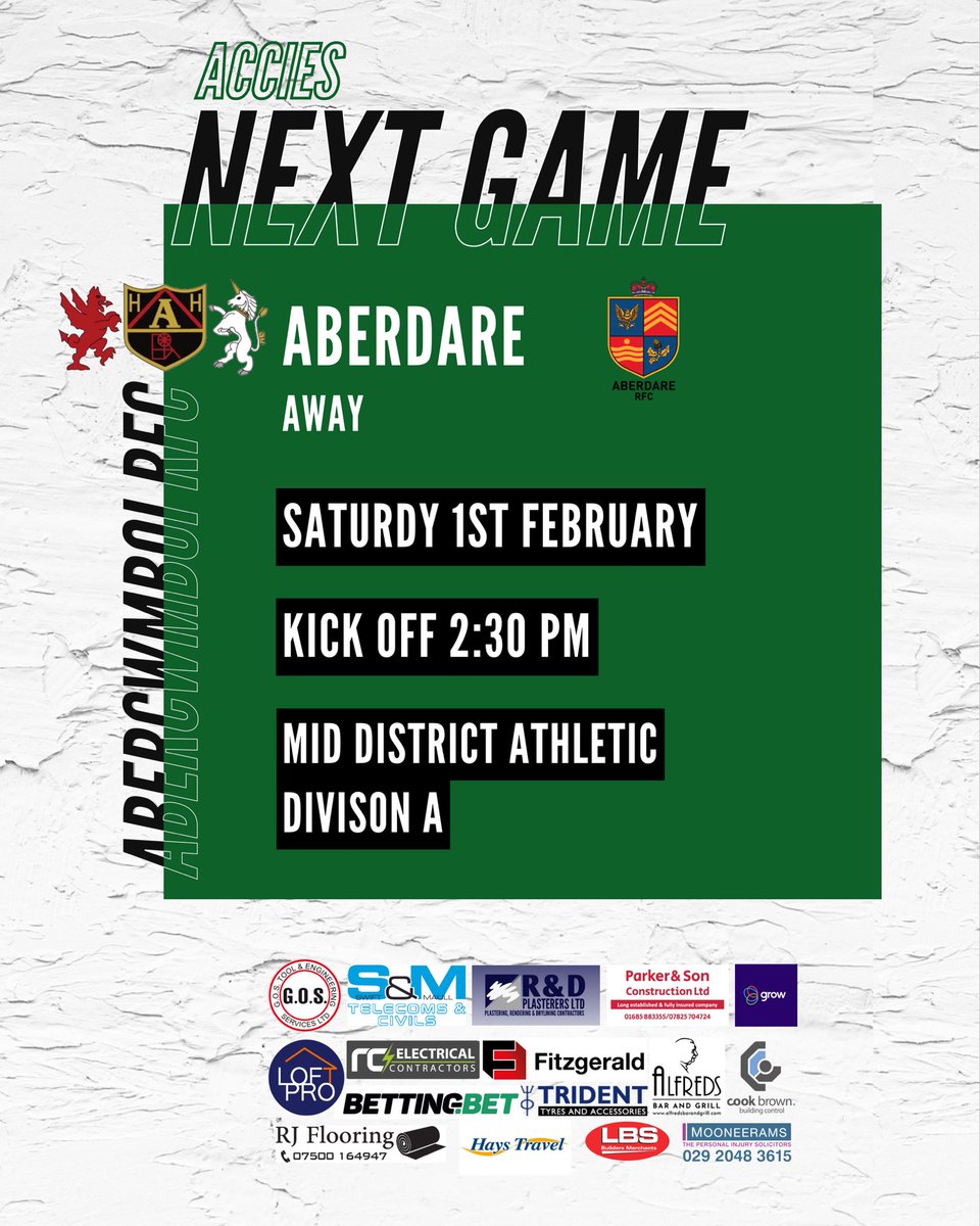 𝙉𝙀𝙓𝙏 𝙂𝘼𝙈𝙀𝙎

Two big away games for both our 1stXV &amp; Accies tomorrow.

#TheVillage #OYMC🙌🏼