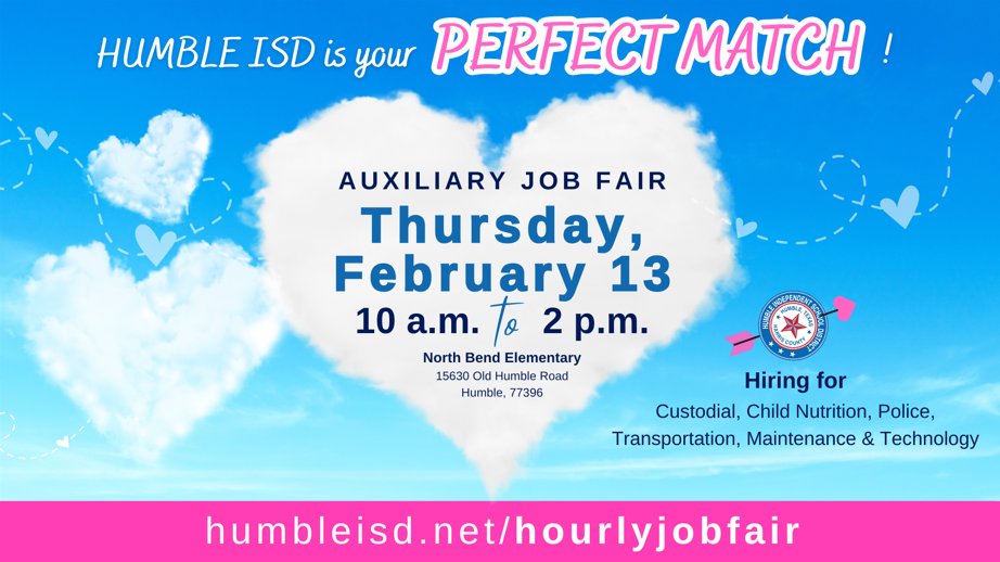 Humble ISD Human Resources (@humbleisd_hr) on Twitter photo <a href="/HumbleISD/">Humble ISD</a> has exciting career opportunities available in Technology, Transportation, Child Nutrition, Police, Maintenance, Custodial Services, and more!
📅 Join us on February 13, 2025!
Start your journey today—apply now!
👉 humbleisd.net/page/careers
#HumbleISDFamily <a href="/HumbleISD/">Humble ISD</a> has exciting career opportunities available in Technology, Transportation, Child Nutrition, Police, Maintenance, Custodial Services, and more!
📅 Join us on February 13, 2025!
Start your journey today—apply now!
👉 humbleisd.net/page/careers
#HumbleISDFamily