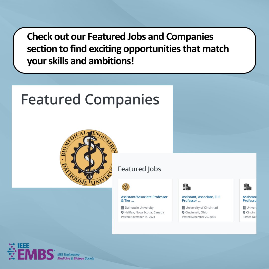 IEEEembs's tweet photo. 🌟 Ready for your next big career move? Check out our #FeaturedJobs and Companies to find your perfect fit!
Plus, get insider tips on nailing your #resume and dressing for success! 🚀👔
https://t.co/zJXdjZO6pI
#CareerCenter #BiomedicalEngineering https://t.co/m0aufuMwaV
