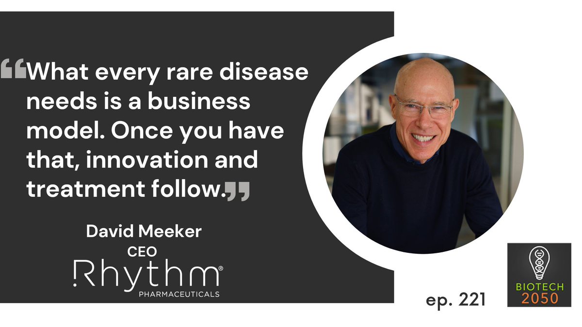 Biotech2050Pod's tweet image. 🚀 Biotech’s Future in Rare Disease 🎙️
David Meeker, CEO of @RhythmPharma, joins @aloktayi on #Biotech2050 to discuss rare disease breakthroughs, biotech strategy &amp;amp; the power of precision medicine. Don&apos;t miss it!
Listen now: on.soundcloud.com/bvtvt673j3quBh…
#RareDisease #Biotech #Pharma