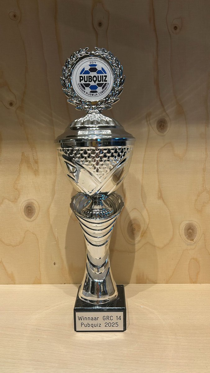 MegaQuizNL's tweet photo. Vanavond een uitverkochte kantine bij @GRC_14_  120 deelnemers gaan de strijd aan met als inzet deze felbegeerde trofee. Wij hebben er zin in! https://t.co/bjRT3Vi1JB
