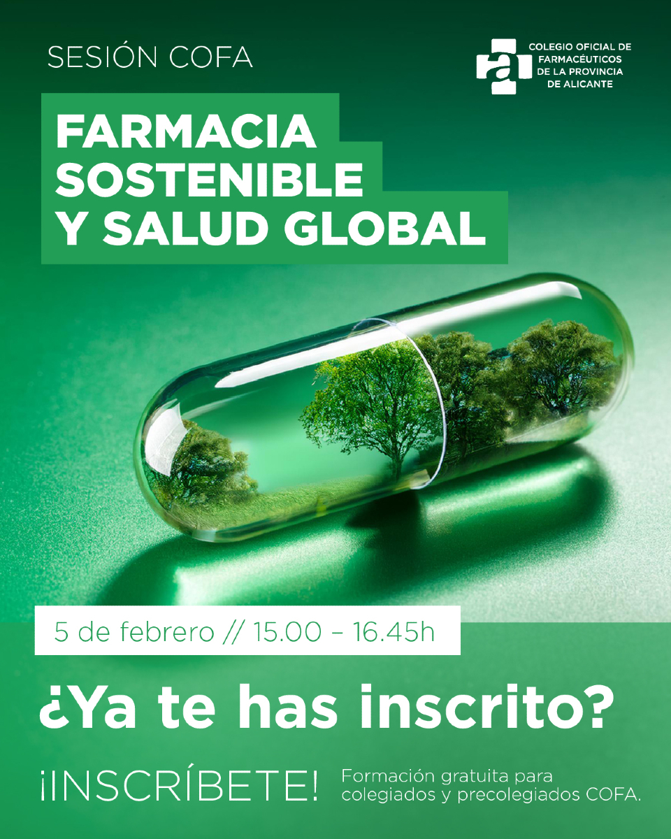 📣 ¡Últimos días para inscribirte! 🌱💊 El próximo miércoles 5 de febrero, te animamos a participar en una formación donde aprenderás cómo combatir desde la oficina de farmacia el impacto ambiental de los medicamentos.

Inscríbete en este enlace: lc.cx/khNyLi