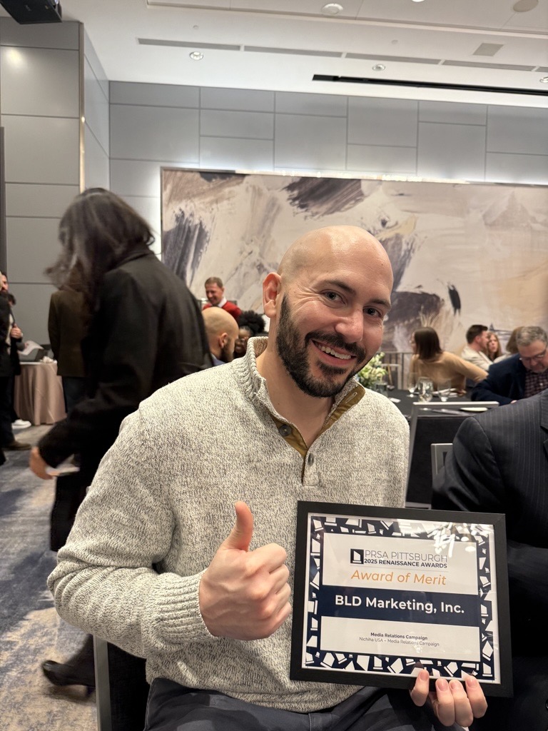 BLDMarketingInc's tweet photo. Congrats to the PR team for winning an Award of Merit from @prsapgh tonight for our media relations work on behalf of Nichiha USA. 

Cheers to our #BLDers Jeff Donaldson, Sean McFarland, Dana O'Black, and Jake Michalski. 

#digitalmarketing #bldmarketing  #prsapgh https://t.co/cELiuXJkTr