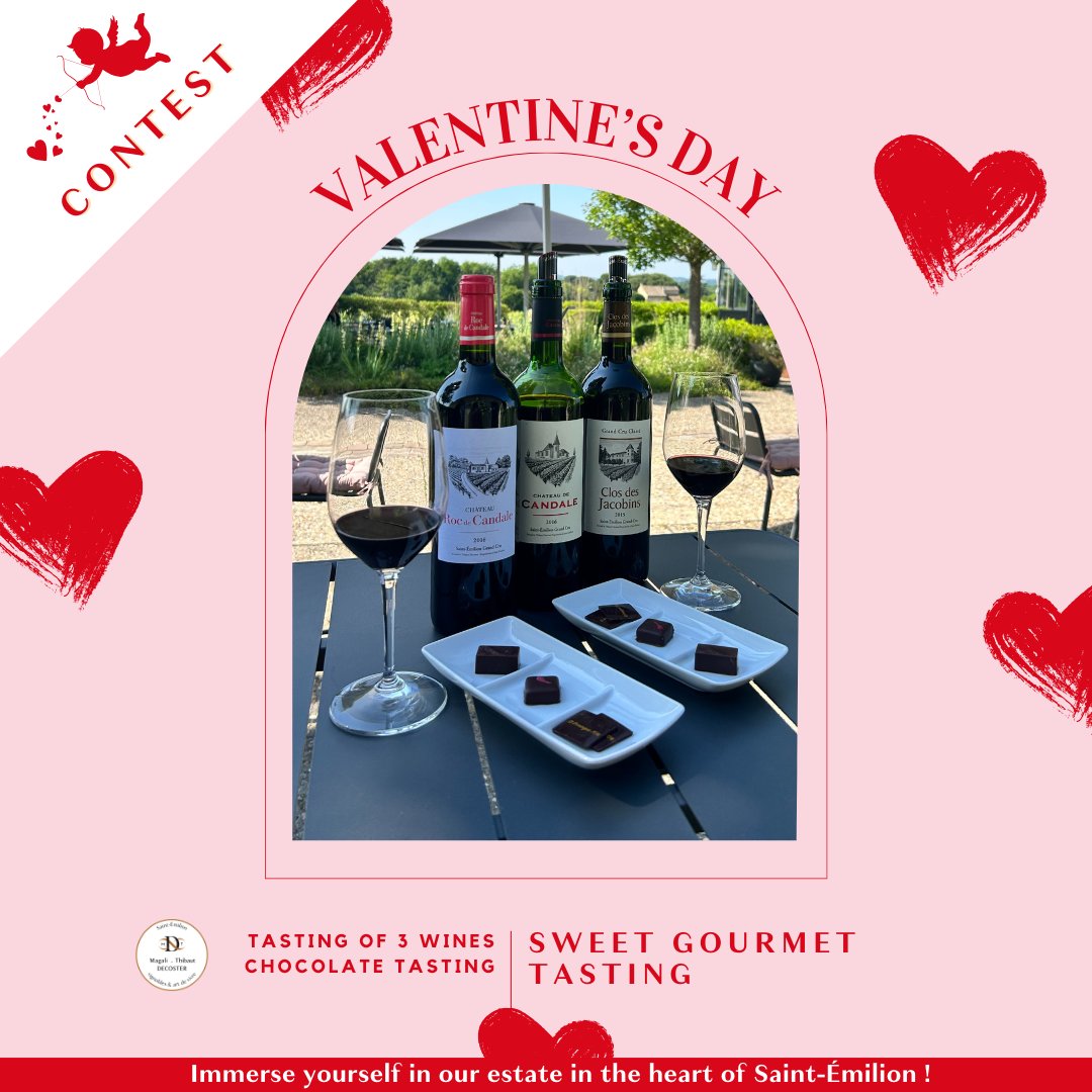 🇫🇷{JEU CONCOURS SAINT-VALENTIN}
Gagner une dégustation exclusive !
1️⃣Suivez nos comptes 
<a href="/mtdecoster/">VignoblesM&TDecoster</a>
@atelierdecandale
2️⃣Identifiez votre Valentin(e) avec qui vous partageriez cette dégustation😉
3️⃣Partagez cette publication en story et taguez-nous 🎉