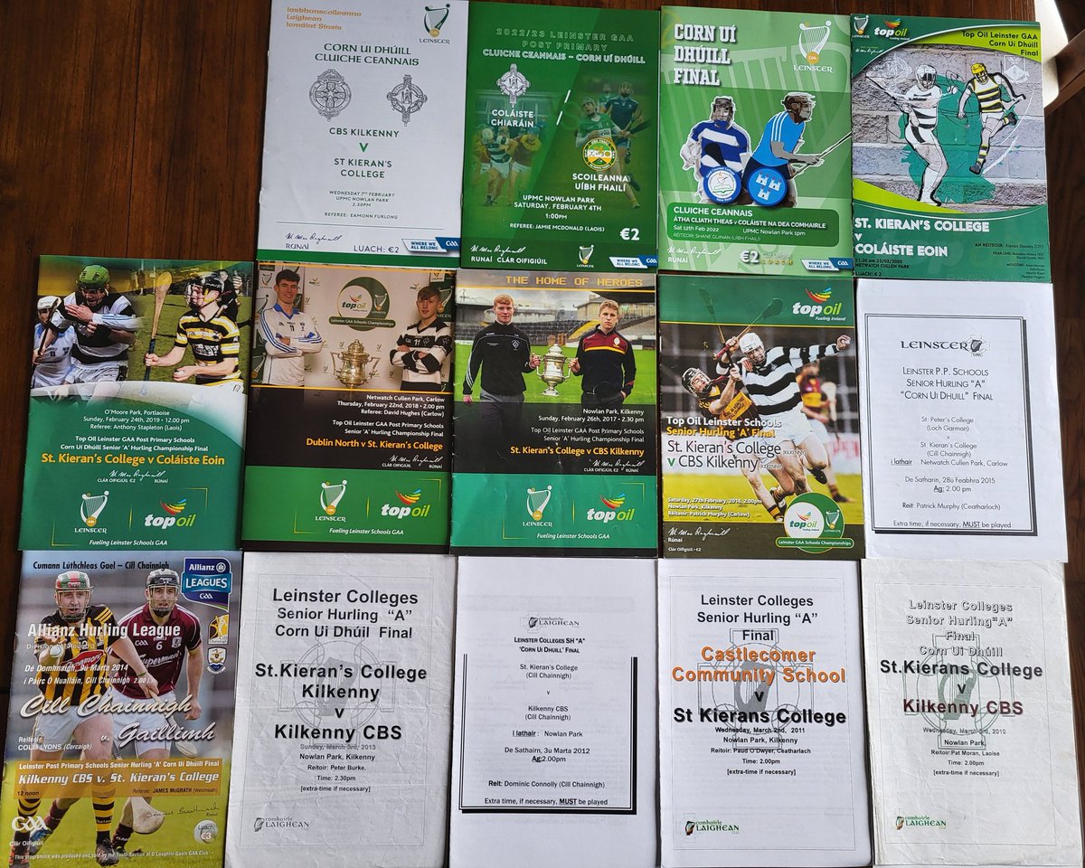 mgbosco71's tweet photo. @gaaleinster Corn ui Dhuill Colleges Hurling Final @KieransCollege v @CBSKilkenny1859 2025 here is my collection missing 1980,81,82,89 Drawn Game any help in Locating these would be great @KilkennyCLG @officialgaa https://t.co/buF2PV6yZm
