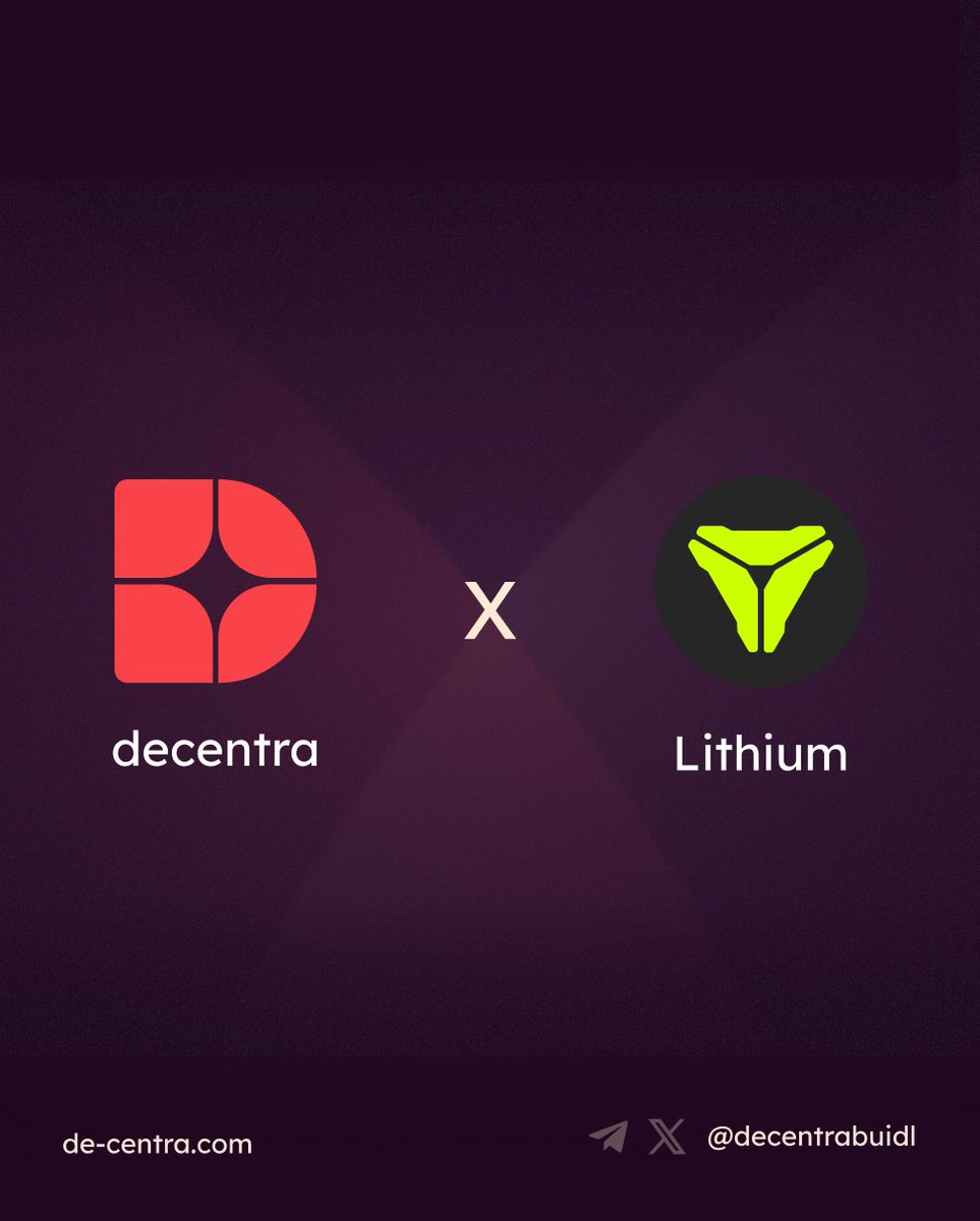 Decentra is excited to support the next wave of innovation at the intersection of Energy, DeFi, and Tokenization!

Meet <a href="/LithiumDeFi/">Lithium Protocol</a>: Pioneering Energy-Backed DeFi 🔋

Lithium transforms computing power into Liquid Mining Tokens (LMTs) for tradable liquid assets on <a href="/QuaiNetwork/">Quai Network ⚡️💵</a>,
