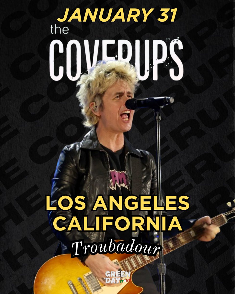 GreenDayItaly_'s tweet photo. Tonight, The Coverups are performing at the Troubadour in Los Angeles for a special show in support of LA Wildfire Relief. All proceeds go towards @altadenagirls and @altadenaboys

#billiejoearmstrong #thecoverups #billschneider #jasonwhite #chrisdugan https://t.co/gV1kzLcDtF