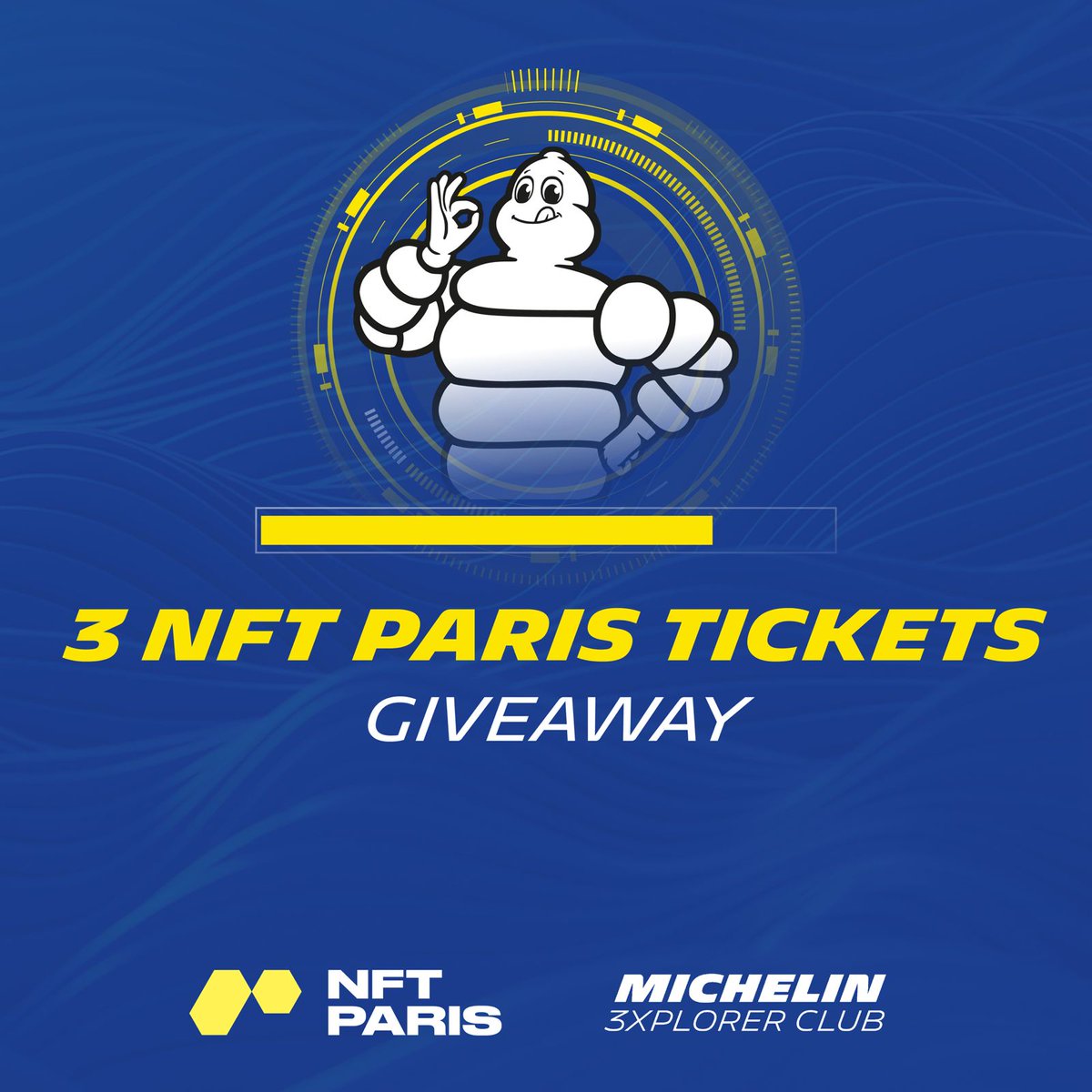Michelin 3xplorer Club (@michelin3xplore) on Twitter photo 🇫🇷 NFT Paris - 3 Tickets Giveaway 🎁
This is your chance to win a ticket to <a href="/nft_paris/">NFT Paris</a> 2025, one of the biggest Web3 events of the year! 🔥
1⃣ Follow <a href="/Michelin3xplore/">Michelin 3xplorer Club</a>
2⃣ Like & RT this tweet
3⃣ Comment why you want to attend NFT Paris!
Winners will be announced in 3 days ⏳ 🇫🇷 NFT Paris - 3 Tickets Giveaway 🎁
This is your chance to win a ticket to <a href="/nft_paris/">NFT Paris</a> 2025, one of the biggest Web3 events of the year! 🔥
1⃣ Follow <a href="/Michelin3xplore/">Michelin 3xplorer Club</a>
2⃣ Like & RT this tweet
3⃣ Comment why you want to attend NFT Paris!
Winners will be announced in 3 days ⏳