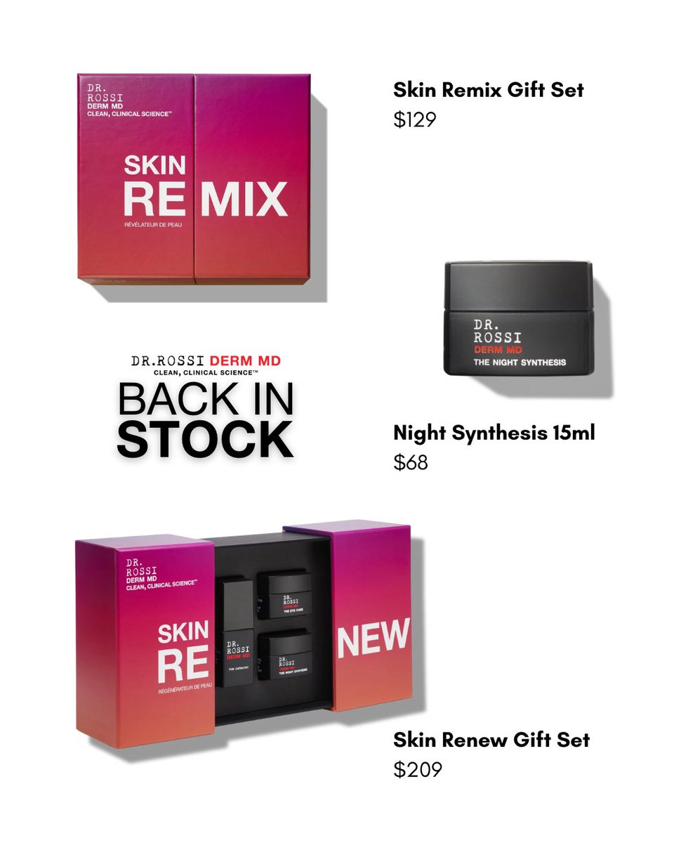 rossidermmd's tweet photo. Some of our favorite formulations and sets are back in stock!

🔗 https://t.co/Fs0T7eF0Vp https://t.co/doTvpEqyaj