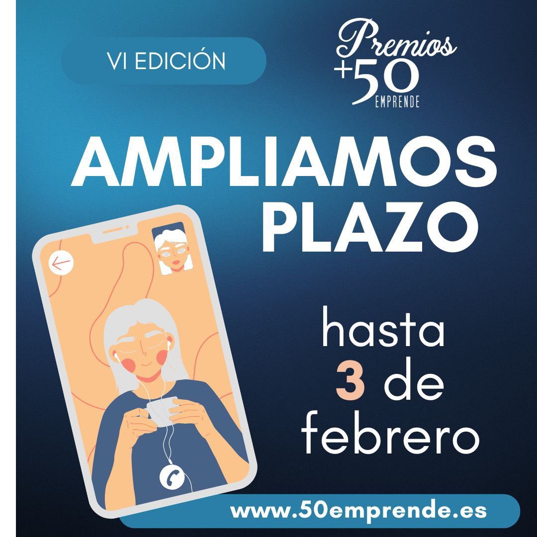 🔈 AMPLIAMOS PLAZO 🔈

Hasta 3 febrero 2025 puedes enviar tu proyecto a través de: 50Emprende.es 

#50emprende