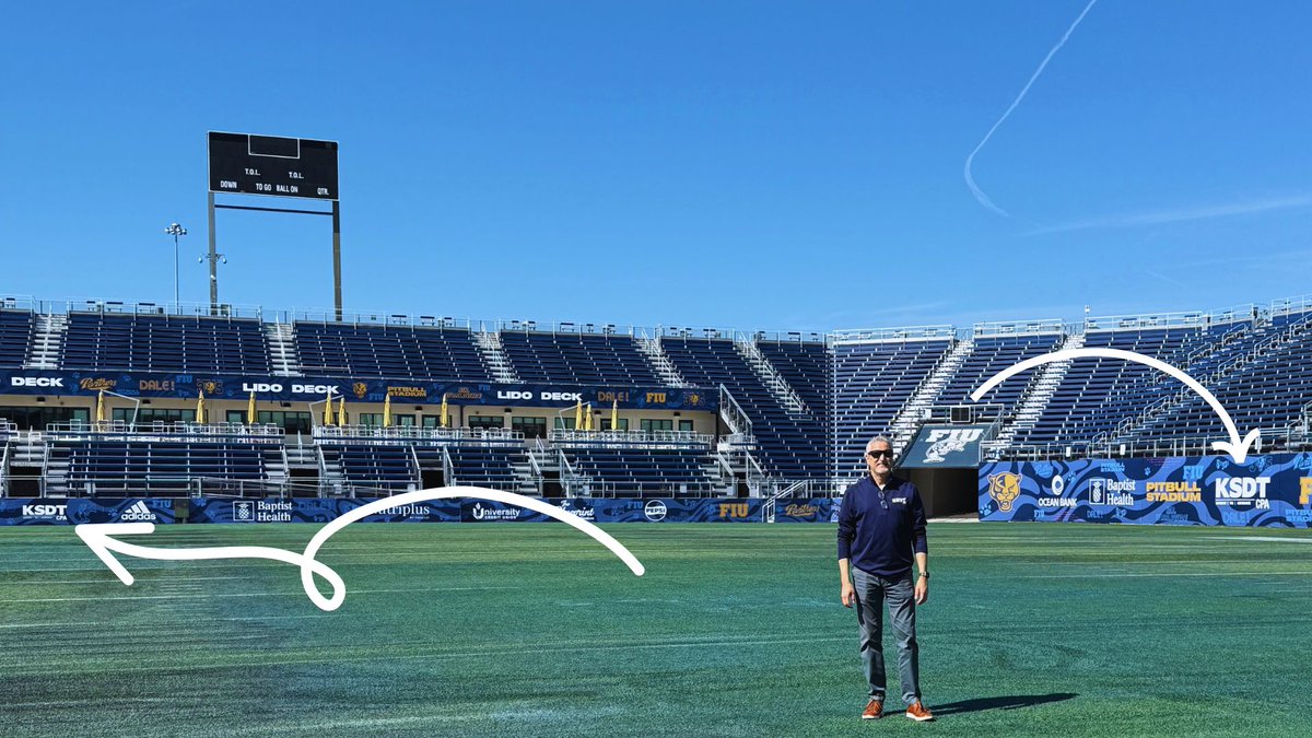 KSDTAdvisors's tweet photo. Our Partner, Jorge De La Torre, recently visited Florida International University for a walk-through ahead of an upcoming presentation. During his visit, he had the opportunity to admire FIU’s football field, a place that holds special significance for us at KSDT CPA. https://t.co/Q4J1cVg7kg