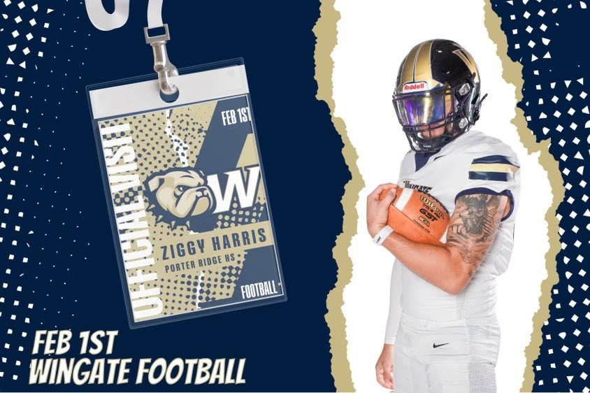 I will be at <a href="/WingateFb/">Wingate Bulldogs Football</a> tomorrow for a official visit <a href="/CoachUlassin/">Nick Ulassin</a> <a href="/Dabigman41/">Damien Jackson</a> <a href="/Derrick3ohFive/">Derrick Heath</a> <a href="/prhs_athletics/">Porter Ridge Athletics</a> <a href="/parislytle/">Paris Lytle</a> <a href="/UCHOOPS/">Union County Hoops, Football, Baseball & Softball</a> <a href="/NCHSBlueSheet/">North Carolina HS Football Recruiting Blue Sheet</a> <a href="/recruit704/">Recruit704</a> <a href="/Coach_Gregory66/">Blake Gregory</a> <a href="/PorterRidgeFB/">Porter Ridge Football</a> <a href="/pepman704/">Matt Morrow</a>