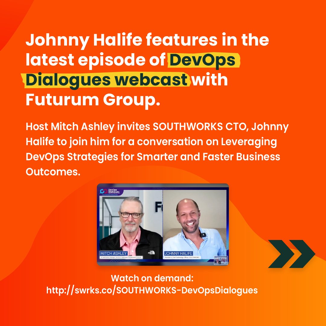 southworks's tweet image. 3/5 🎥Our very own @JohnnyHalife featured in the latest episode of @FuturumGroup’s DevOps Dialogues with Mitch Ashley, discussing #DevOps strategies for smarter, faster business outcomes.🚀
 📺 Catch the episode on demand: vimeo.com/1051545859
#NeverMiss #DevelopmentOnDemand