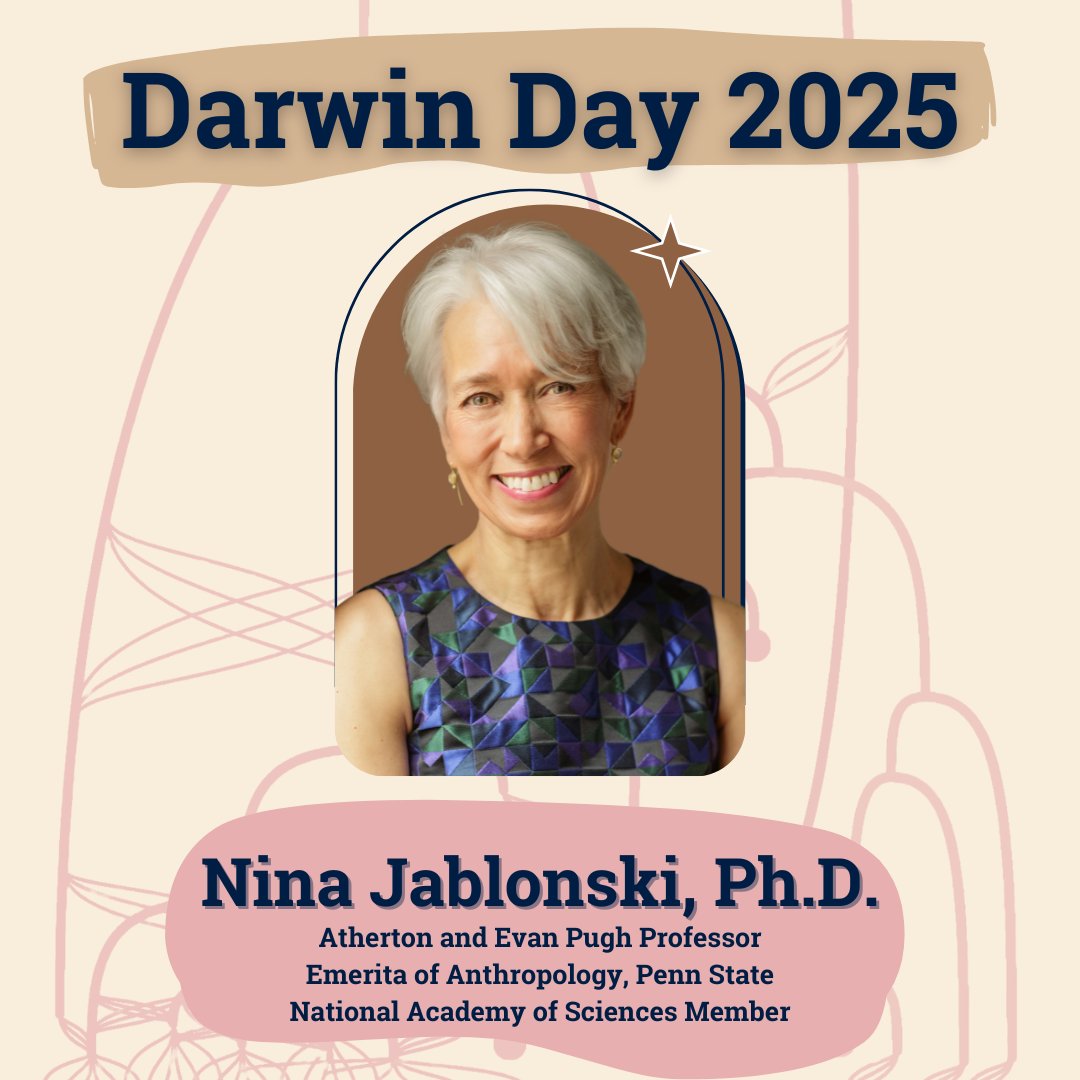 Center for Human Evolution and Diversity (@chedpennstate) on Twitter photo Join us February 14 from 3:00–4:30 p.m. EST for this year’s #DarwinDay Lecture in 114 Welch Building!
Atherton Professor <a href="/NinaJablonski1/">Nina Jablonski</a> will present “The Skin in the Game of Evolution: How Human Skin Illustrates Darwinian Evolution and Much More.”
<a href="/penn_state/">Penn State</a> <a href="/PSULiberalArts/">Penn State College of the Liberal Arts</a> Join us February 14 from 3:00–4:30 p.m. EST for this year’s #DarwinDay Lecture in 114 Welch Building!
Atherton Professor <a href="/NinaJablonski1/">Nina Jablonski</a> will present “The Skin in the Game of Evolution: How Human Skin Illustrates Darwinian Evolution and Much More.”
<a href="/penn_state/">Penn State</a> <a href="/PSULiberalArts/">Penn State College of the Liberal Arts</a>