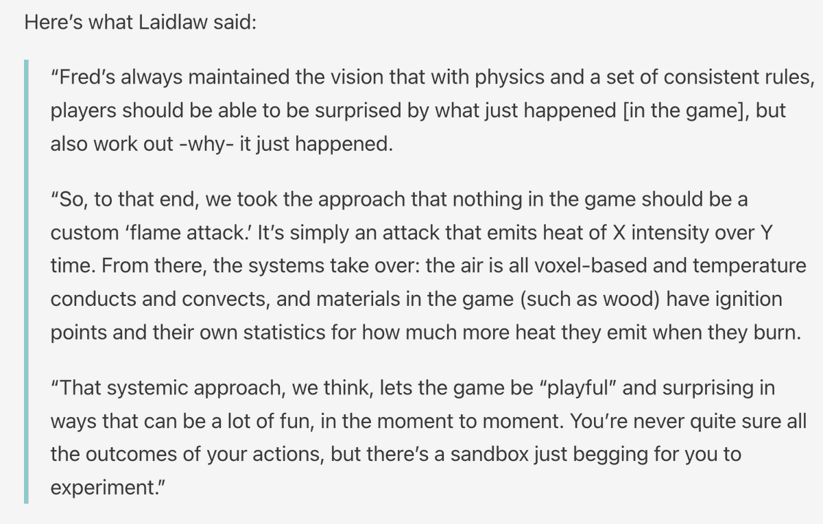 Eternal Strands (PC, PS5, Xbox - w/ Game Pass) is a great, smartly made third-person fantasy action game full of fun systems to tinker with  

From my review, here's creative director Mike Laidlaw describing to me how they handle fire spells. So good!

gamefile.news/p/eternal-stra…