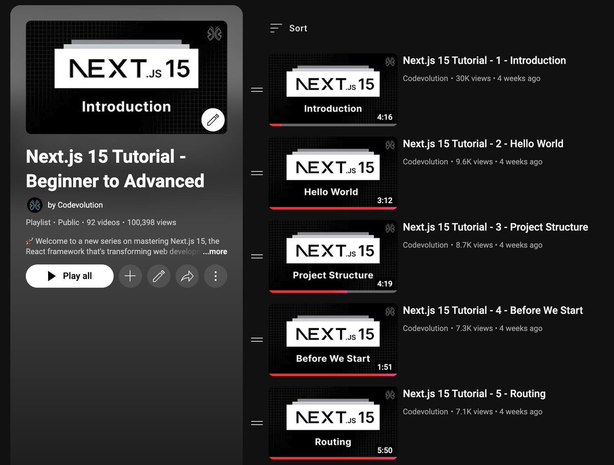 CodevolutionWeb's tweet image. 92 videos
31 days
My @nextjs 15 playlist is now complete!