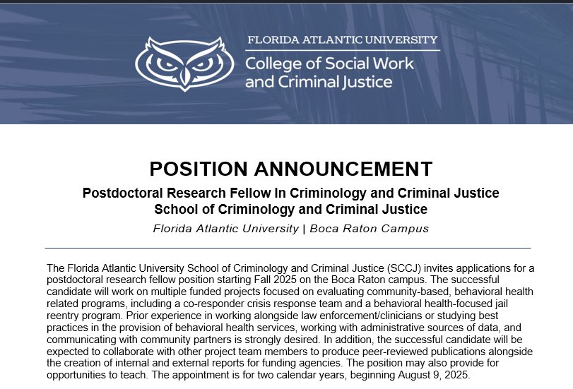 For more details and to apply: fau.wd1.myworkdayjobs.com/en-US/FAU/job/…