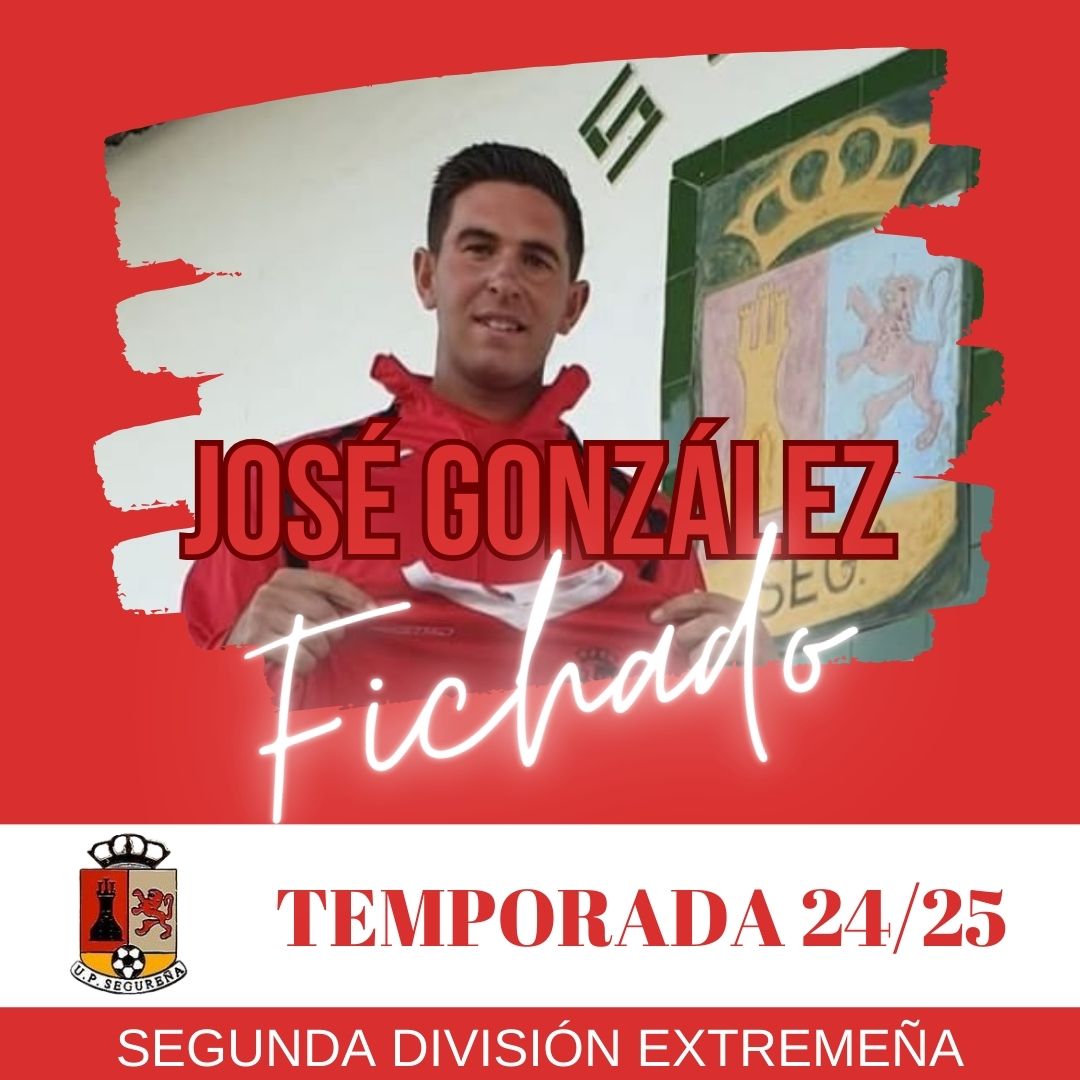Vuelve a pisar el verde del Fernando Rey y a defender los colores y el escudo del equipo de su pueblo, después  de varios años, donde por diferentes motivos no pudo jugar. 
Disfruta y seguro que harás disfrutar a toda la familia segureña.
Bienvenido JOSÉ  GONZALEZ

Go UP ❤️ 🤍