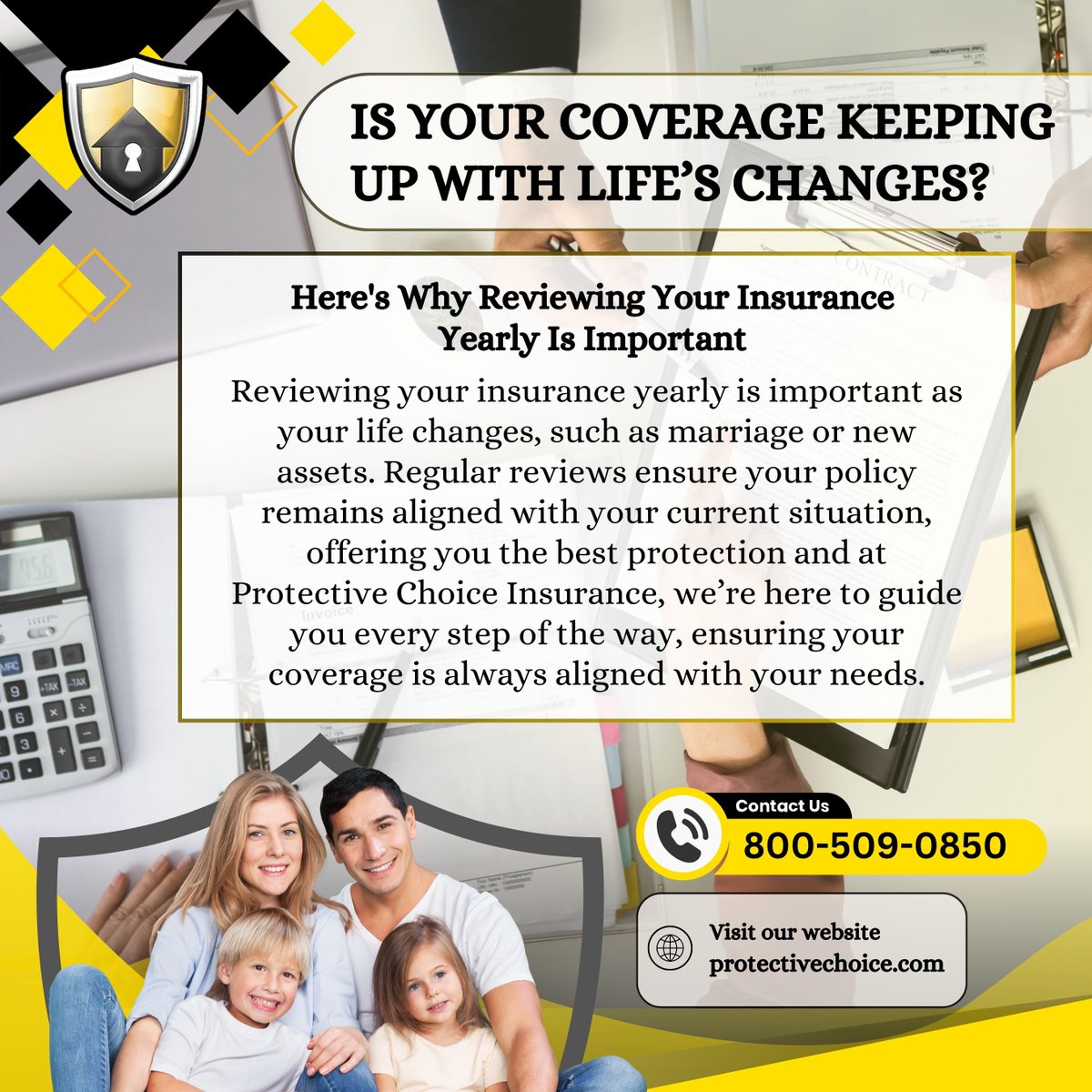 ChoosePCI's tweet image. Life changes—so should your insurance! 🏡💼💍 Whether it’s a new home, a growing family, or a major life milestone, regular insurance reviews help ensure you stay protected.

#floridainsurance #protectivechoice