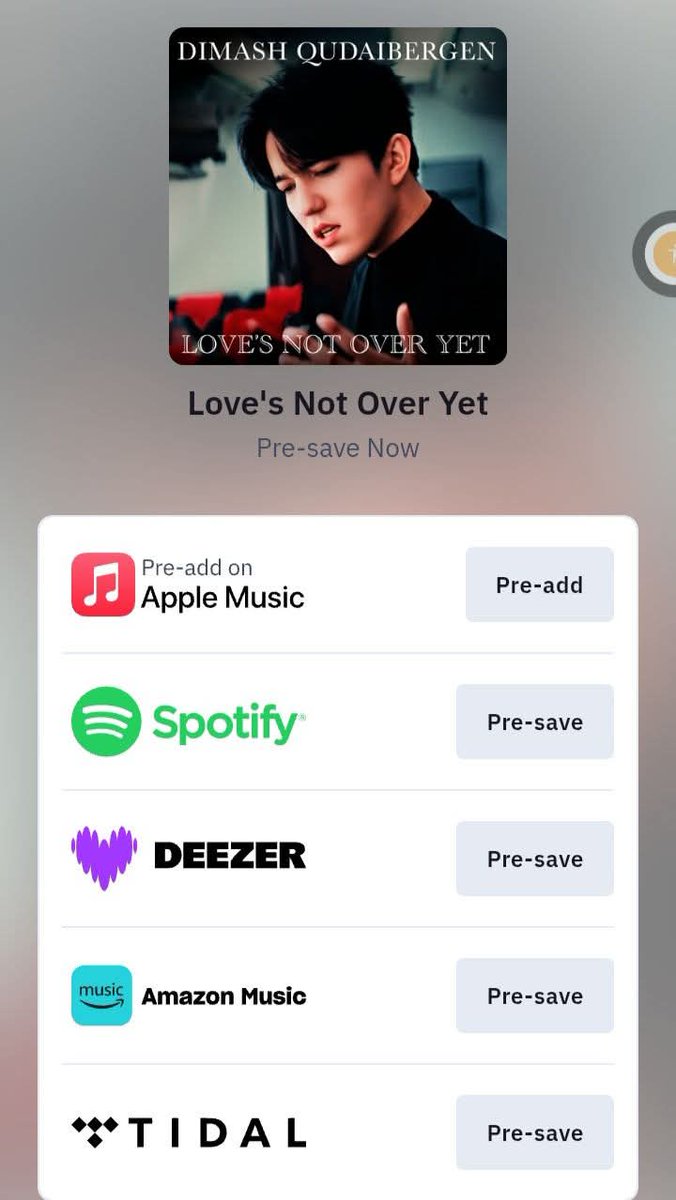 DimashifyDQ's tweet photo. 🎵Dimash &amp; Dears on Spotify 

⭐ New Release on Spotify &amp; music platforms by @dimash_official.

"Love's not over yet" on March 7 2025.

#NewReleases2025
#DimashOnSpotify
⬇️ https://t.co/urfLu5Dp5a