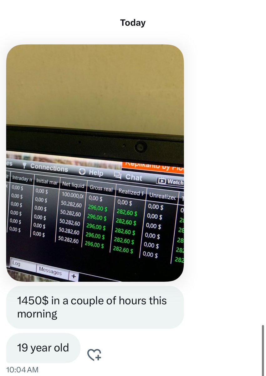 Runitup858's tweet image. 19 YEAR OLD TRADER

MADE $1450 TODAY 

WITH CODES 

#GAIN28
