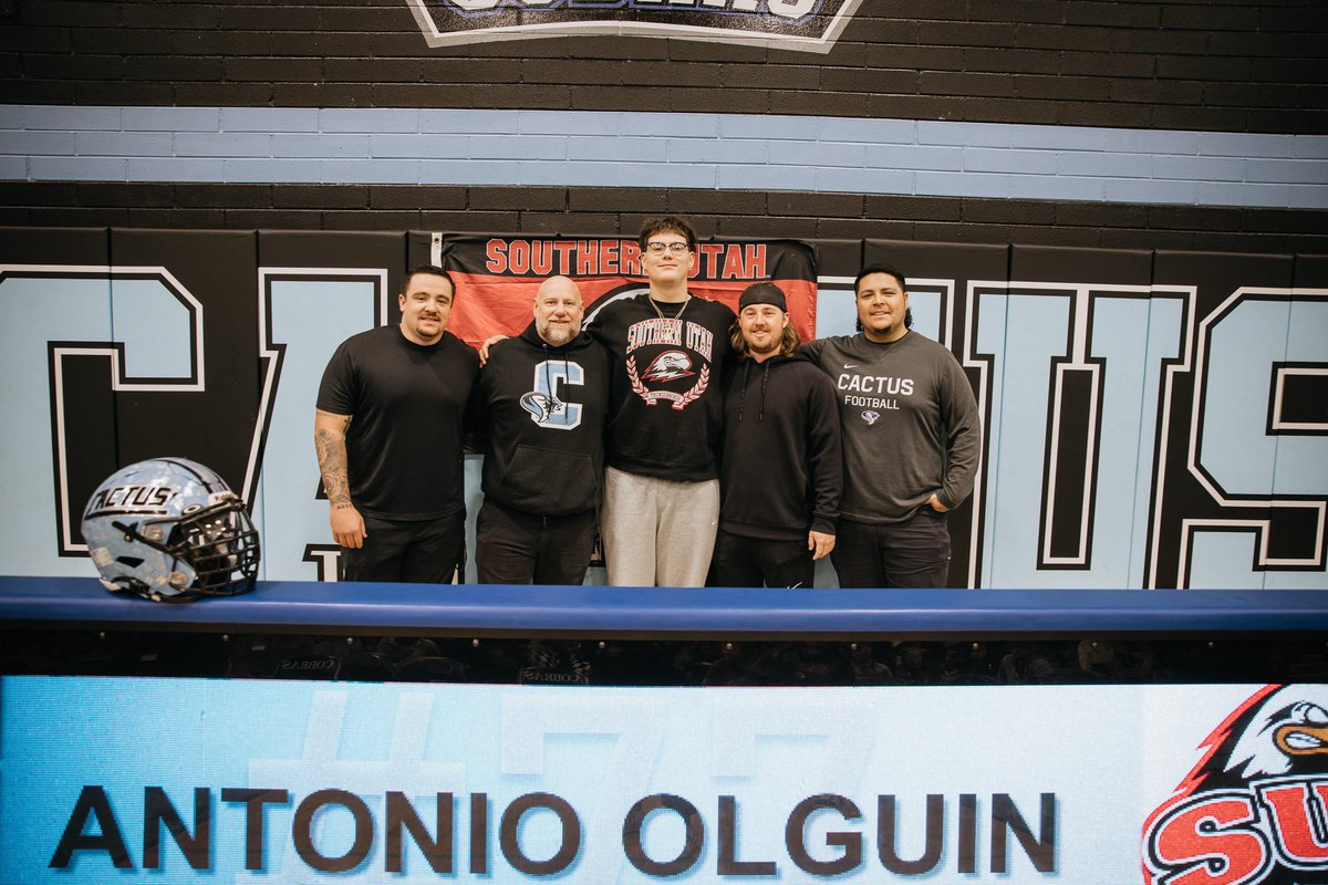 Cactus Football (@chscobrafb) on Twitter photo Congratulations to our LT <a href="/AntonioOlguin77/">Antonio Olguin</a> for signing to Southern Utah University! Future is bright Tone Tone!! We are proud of you! π΅ππ Congratulations to our LT <a href="/AntonioOlguin77/">Antonio Olguin</a> for signing to Southern Utah University! Future is bright Tone Tone!! We are proud of you! π΅ππ