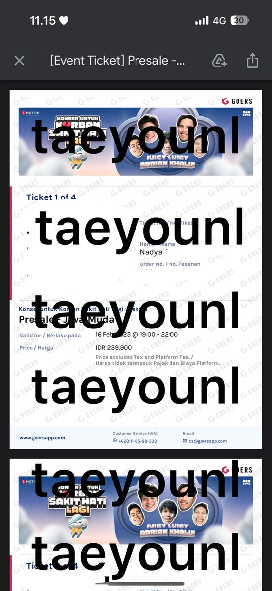 taeyounl's tweet photo. WTS 1 tiket Juicy Luicy Konser untuk Korban Sakit Hati Lagi di Bekasi, 16 Feb 2025.

dm for price yaaaa di jual lebih murah dr harga belii &amp;&amp; bs nego sewajarnyaa 🤙🏼 dijual krn gabisaa datengg.

t. wtb #zonauang #zonajajan https://t.co/C7Ggmpzmqq