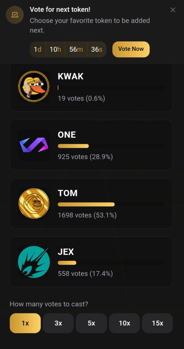 SuperRare_Bears's tweet photo. Just under a day and a half left to vote for which token to add to FUDOUT! 

@PulsarMvX send 555555555 FEDUP to 100 reactions 

$ONE has smahed its way into second place,  with fat $TOM still sitting on a pile of donuts at the top & $JEX pacing itself in 3rd.

$KWAK on the other hand, seems to have drowned in the pond! Come on ducks!

https://t.co/mIjdEH2bWp