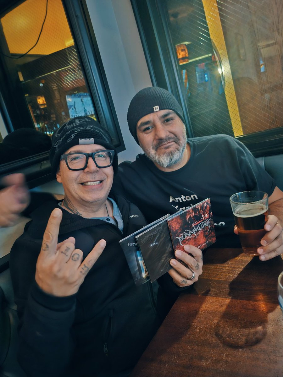 How can you express happiness when you are out of your mind and sane at the same time?!? Great to meet one of your all time guitar heroes … Octavio of Warpath. 🤯👉🏼💀👌🏼❤️❤️❤️❤️❤️ <a href="/Pirosaint/">Pirosaint</a> <a href="/spreadthewound/">Spread The Wound</a>