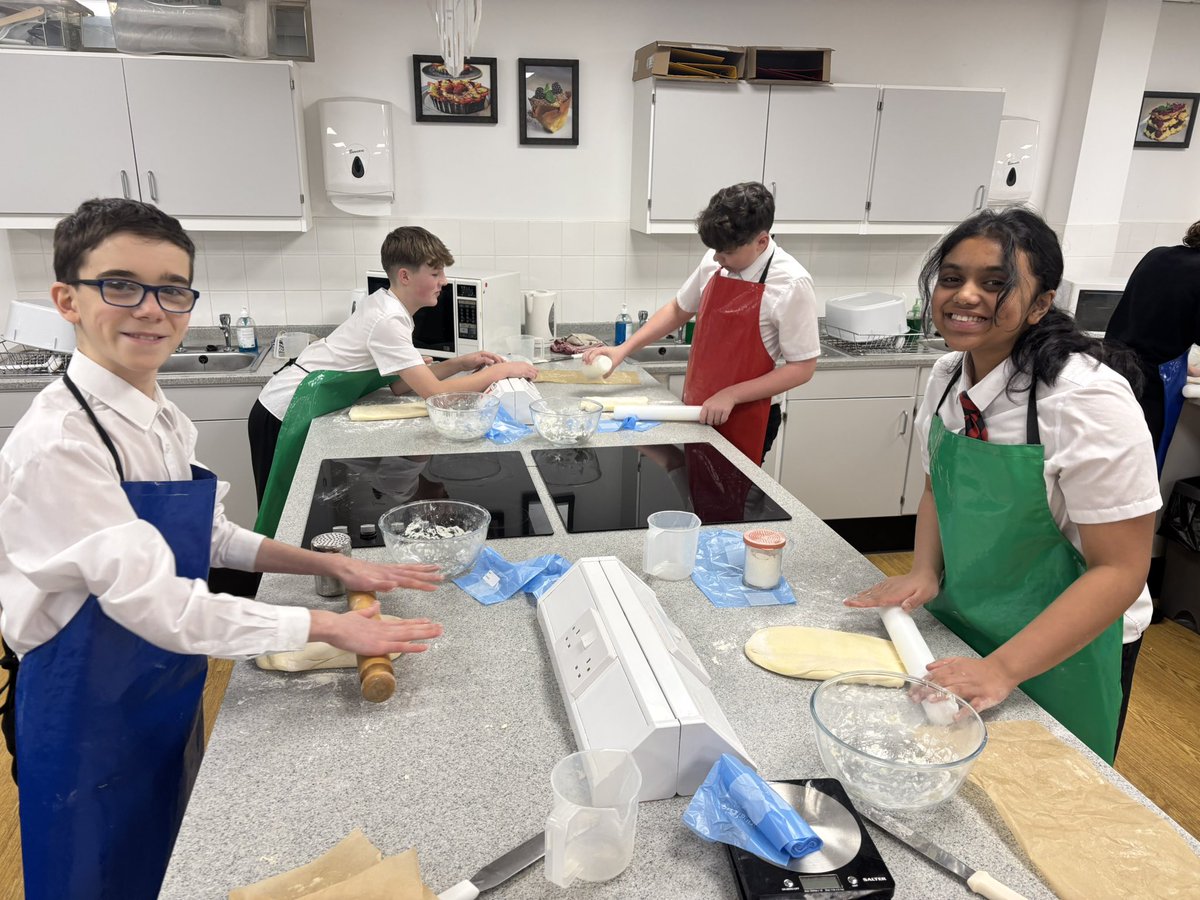 AGS_FT's tweet photo. Year 9 have been making their own puff pastry this week-a skill so complex that lots of top chefs don’t bother making their own!! Some superb lamination skills on display! #aimhigh #engagedlearners https://t.co/W3zG4yeczA