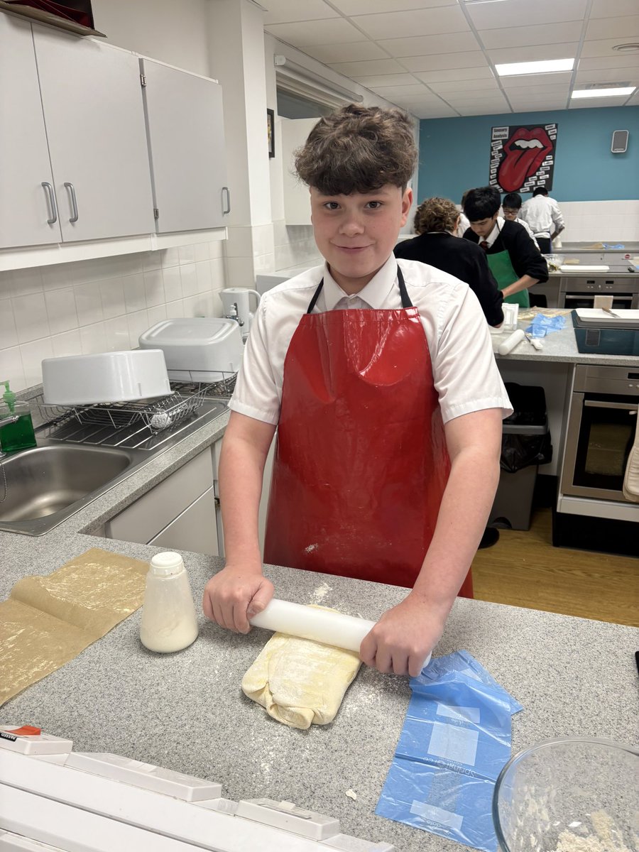 AGS_FT's tweet photo. Year 9 have been making their own puff pastry this week-a skill so complex that lots of top chefs don’t bother making their own!! Some superb lamination skills on display! #aimhigh #engagedlearners https://t.co/W3zG4yeczA