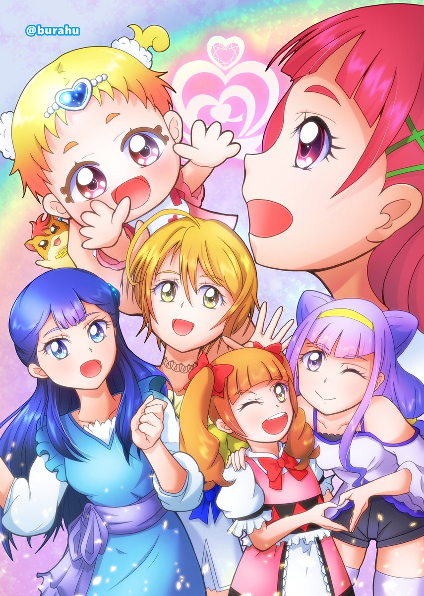 プリキュア「プリキュアの日おめでとうございます!これからもいっぱい描いて応援するぞ〜!けって」|ブラフ丸のイラスト