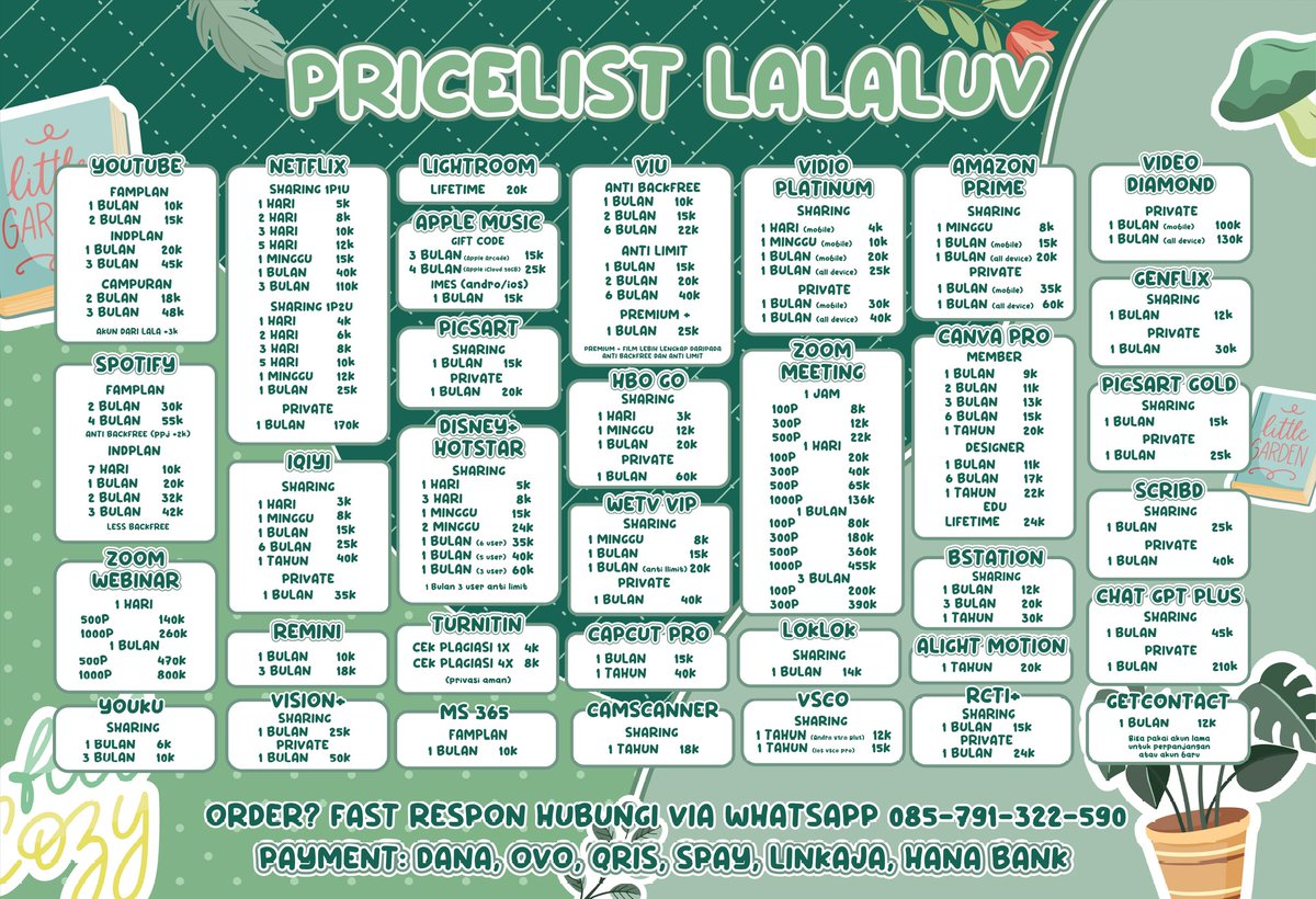 vtaeby_'s tweet image. 🌳 Ready Aplikasi Premium 🌴

youtube spotify zoom netflix iqiyi scribd remini lightroom apple music picsart disney hotstar inshot viu hbo go wetv video platinum amazon canva vsco alight motion chat gpt turnitin capcut bstation dsb

Order? WA

#zonauang #zonaba #zonajajan #zonabu