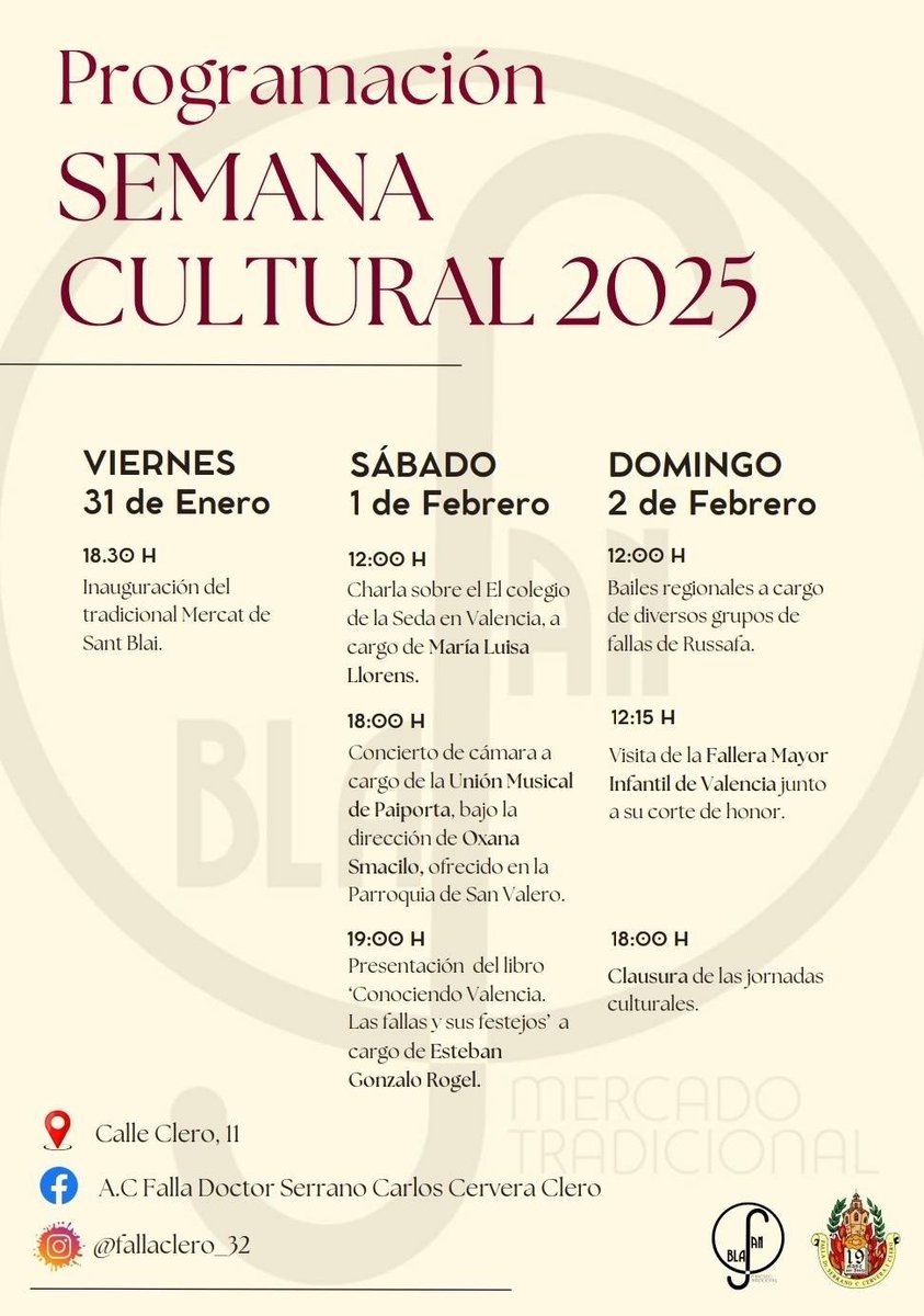 🛍️ Hui comença el tradicional #mercat de #SantBlai al #barri de #Russafa.

Hi haurà concerts, xarrades, balls regionals i llocs amb productes gastronòmics i artesans.

📍 Carrers Dr. Serrano, Clero i Carles Cervera

🗓️ Hui ⏰18:30-22h
🗓️ Dissabte i diumenge ⏰11-14h i 17-22h