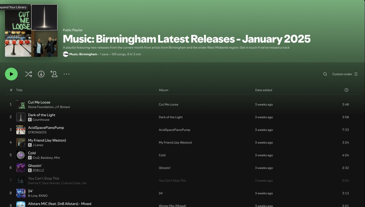 BirminghamMusicArch (@brummusicpics) on Twitter photo Birmingham:Music January 25 New Year, 105 New Songs from Birmingham & the wider region ft
<a href="/KatherinePriddy/">Katherine Priddy</a> <a href="/stonefoundation/">Stone Foundation</a> <a href="/angelcakepie/">Angeline Morrison</a>
<a href="/EvaLazarus/">Eva Lazarus</a> <a href="/KofiStone_/">Kofi Stone</a> <a href="/JordanMackampa/">JORDAN MACKAMPA (he/they) 🇵🇸</a>
<a href="/sowetokinch/">Soweto Kinch</a> <a href="/XhosaCole/">Xhosa Cole</a> <a href="/apache_music/">Apache Indian</a>
<a href="/NAMYWAmusic/">NAMYWA</a> <a href="/MrJacobBanks/">Jacob Banks</a> & loads more! open.spotify.com/playlist/2Qsim… Birmingham:Music January 25 New Year, 105 New Songs from Birmingham & the wider region ft
<a href="/KatherinePriddy/">Katherine Priddy</a> <a href="/stonefoundation/">Stone Foundation</a> <a href="/angelcakepie/">Angeline Morrison</a>
<a href="/EvaLazarus/">Eva Lazarus</a> <a href="/KofiStone_/">Kofi Stone</a> <a href="/JordanMackampa/">JORDAN MACKAMPA (he/they) 🇵🇸</a>
<a href="/sowetokinch/">Soweto Kinch</a> <a href="/XhosaCole/">Xhosa Cole</a> <a href="/apache_music/">Apache Indian</a>
<a href="/NAMYWAmusic/">NAMYWA</a> <a href="/MrJacobBanks/">Jacob Banks</a> & loads more! open.spotify.com/playlist/2Qsim…
