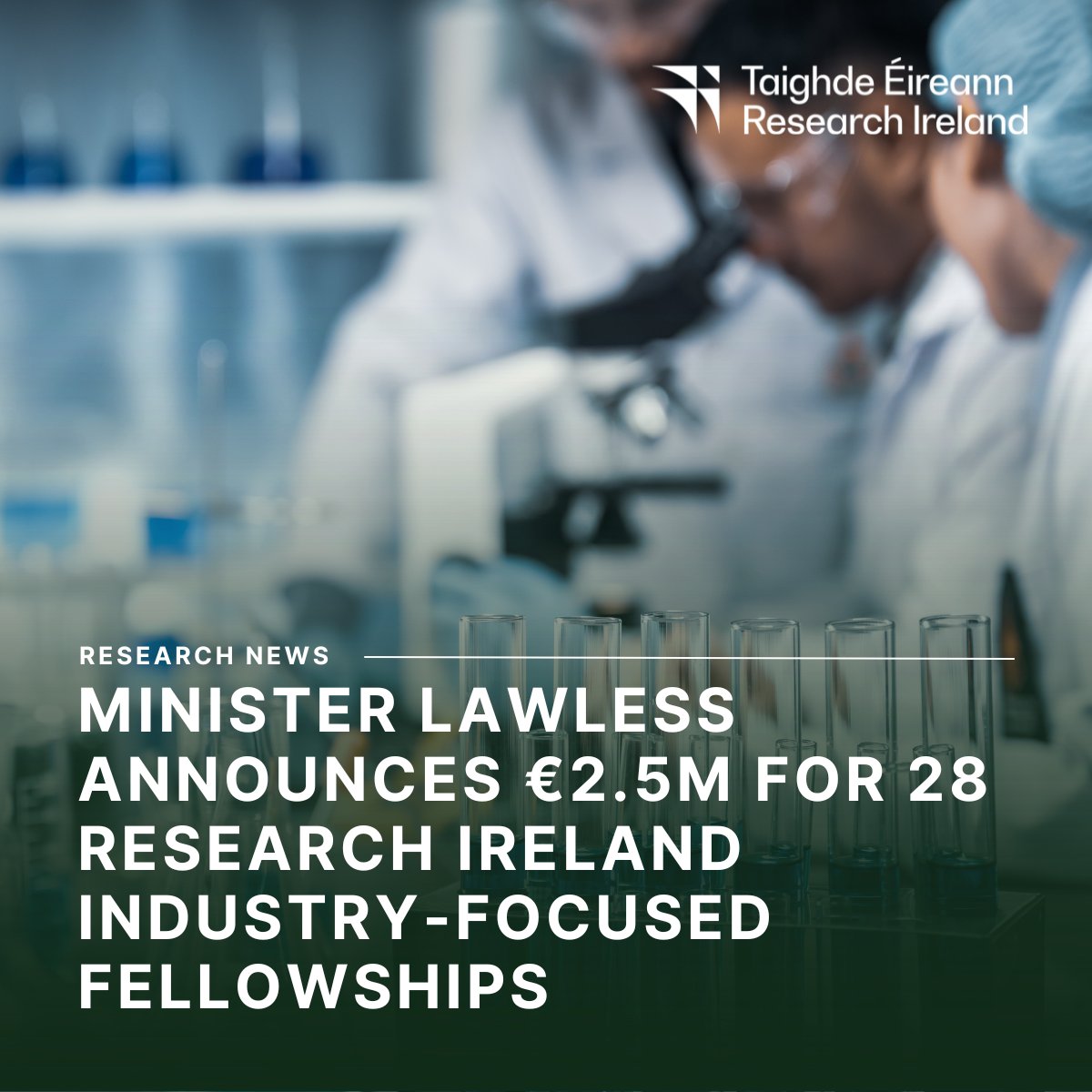 Research Ireland (@researchirel) on Twitter photo Minister for <a href="/DeptofFHed/">Department of Further and Higher Education</a>, James Lawless <a href="/lawlessj/">James Lawless</a>, has today announced a €2.5 million investment to fund 28 fellowships through the Research Ireland Industry Research, Development, and Innovation Fellowship (IRDIF) Programme. Read: researchireland.ie/news/minister-… Minister for <a href="/DeptofFHed/">Department of Further and Higher Education</a>, James Lawless <a href="/lawlessj/">James Lawless</a>, has today announced a €2.5 million investment to fund 28 fellowships through the Research Ireland Industry Research, Development, and Innovation Fellowship (IRDIF) Programme. Read: researchireland.ie/news/minister-…