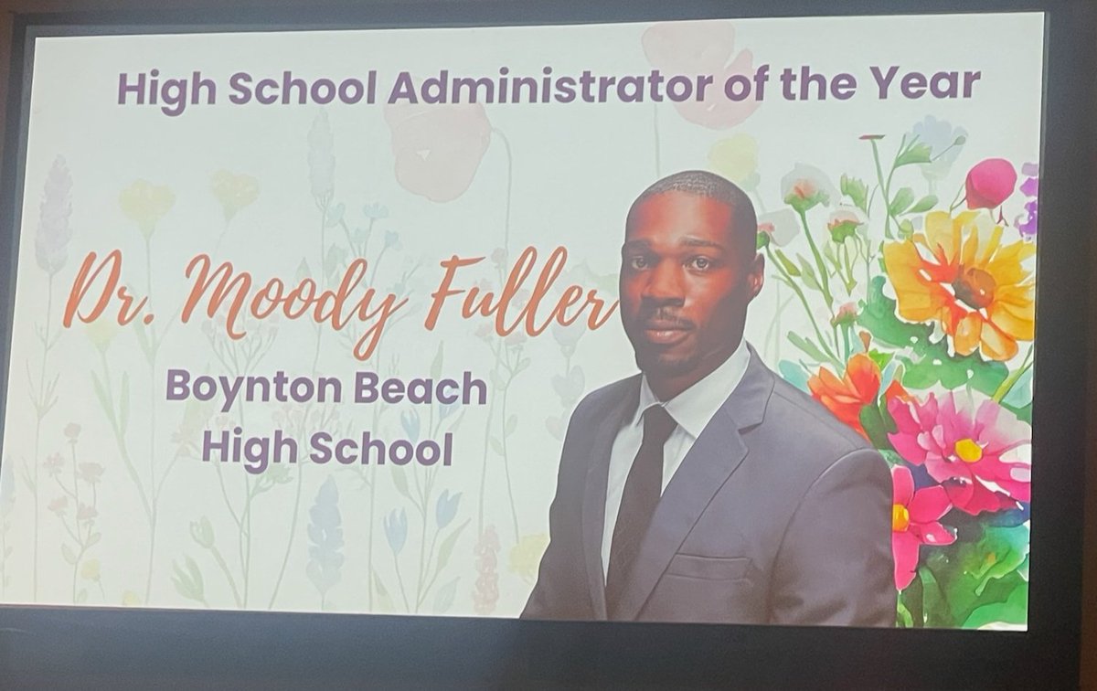 BoyntonBeachchs's tweet photo. Congratulations to our leader, @BBCHS_Fuller, on being named High School Administrator of the Year for his dedication and efforts in promoting the role of school counselors in Florida 💜💛 #TigerPride #BBCHS https://t.co/nIDRXb5i7L