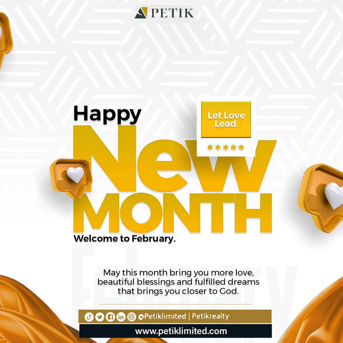 petiklimited's tweet photo. Happy new month and welcome to February.
#Ibadan #seyimakinde #GTCO #Kano #Trinity #somnia #reno #medusa #jago #petikrealty #lekki #verydarkman #lagos #realestate #nigeriaproperties #doublekay #defamation #Akpabio #hushpuppi #danielregha #falanas #2025 #Newyear #nonso #FCMB https://t.co/bRZxN6j1d6