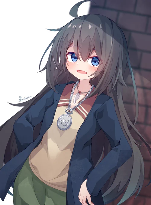 順葉やしろさん()のところの詩由ちゃんを描かせていただきました。くせっ毛が可愛いね…。 