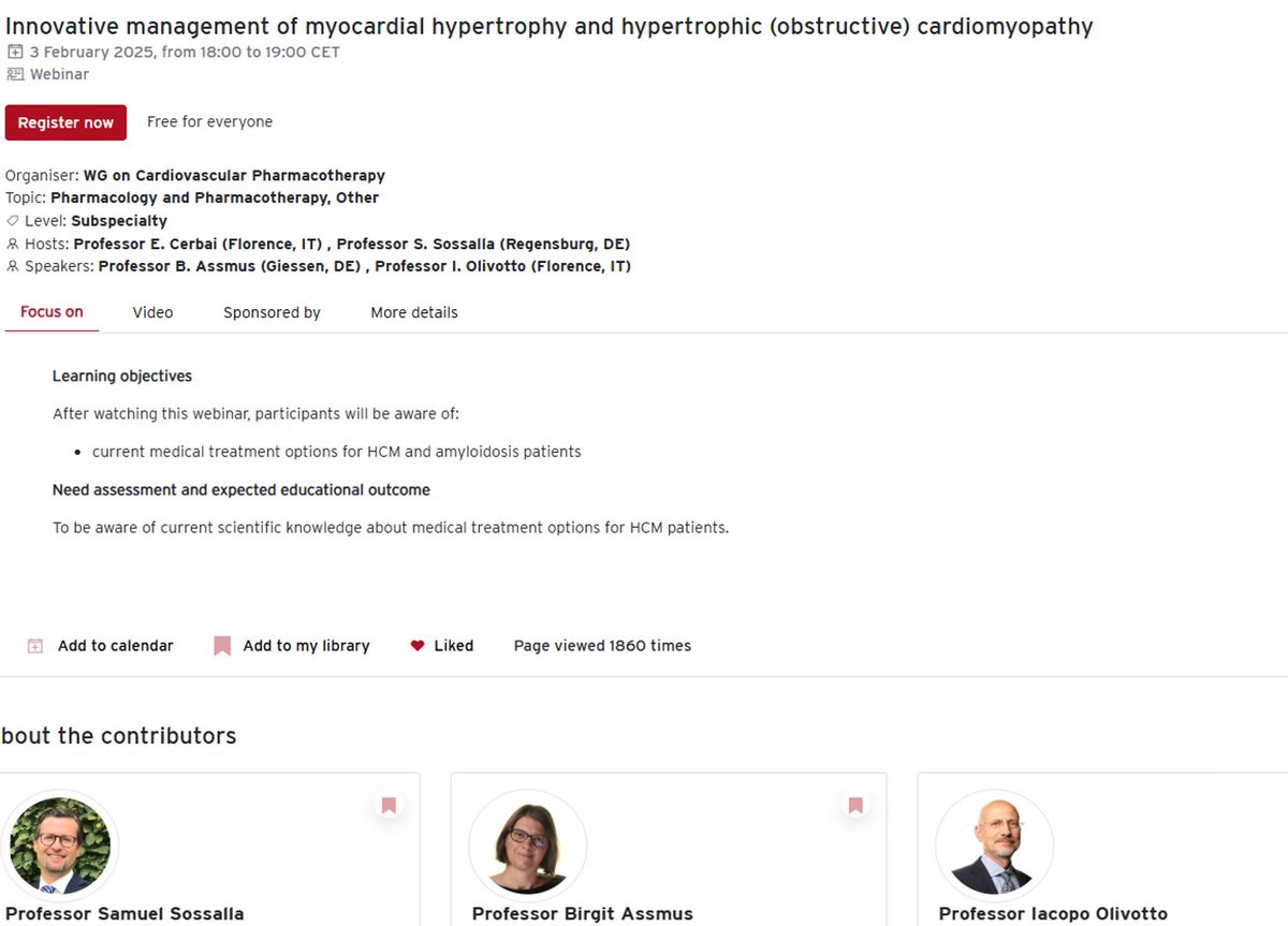 Samuel Sossalla (@samuelsossalla) on Twitter photo Join our <a href="/escardio/">European Society of Cardiology</a> webinar on management of myocardial #hypertrophy and #HOCM
📅 3 February 18:00 – 19:00 CET
✅ Free registration: myesc.escardio.org/MyESC/s/event-…
📍 Organized by: ESC WG on CV Pharmacotherapy <a href="/IacopoOlivotto/">iacopo olivotto</a> @ProfCerbai <a href="/YoungDgk/">Young DGK</a> <a href="/DGK_org/">Deutsche Gesellschaft für Kardiologie</a> <a href="/AgewallStefan/">Stefan Agewall</a> <a href="/ESCardioNews/">European Society of Cardiology News</a> Join our <a href="/escardio/">European Society of Cardiology</a> webinar on management of myocardial #hypertrophy and #HOCM
📅 3 February 18:00 – 19:00 CET
✅ Free registration: myesc.escardio.org/MyESC/s/event-…
📍 Organized by: ESC WG on CV Pharmacotherapy <a href="/IacopoOlivotto/">iacopo olivotto</a> @ProfCerbai <a href="/YoungDgk/">Young DGK</a> <a href="/DGK_org/">Deutsche Gesellschaft für Kardiologie</a> <a href="/AgewallStefan/">Stefan Agewall</a> <a href="/ESCardioNews/">European Society of Cardiology News</a>