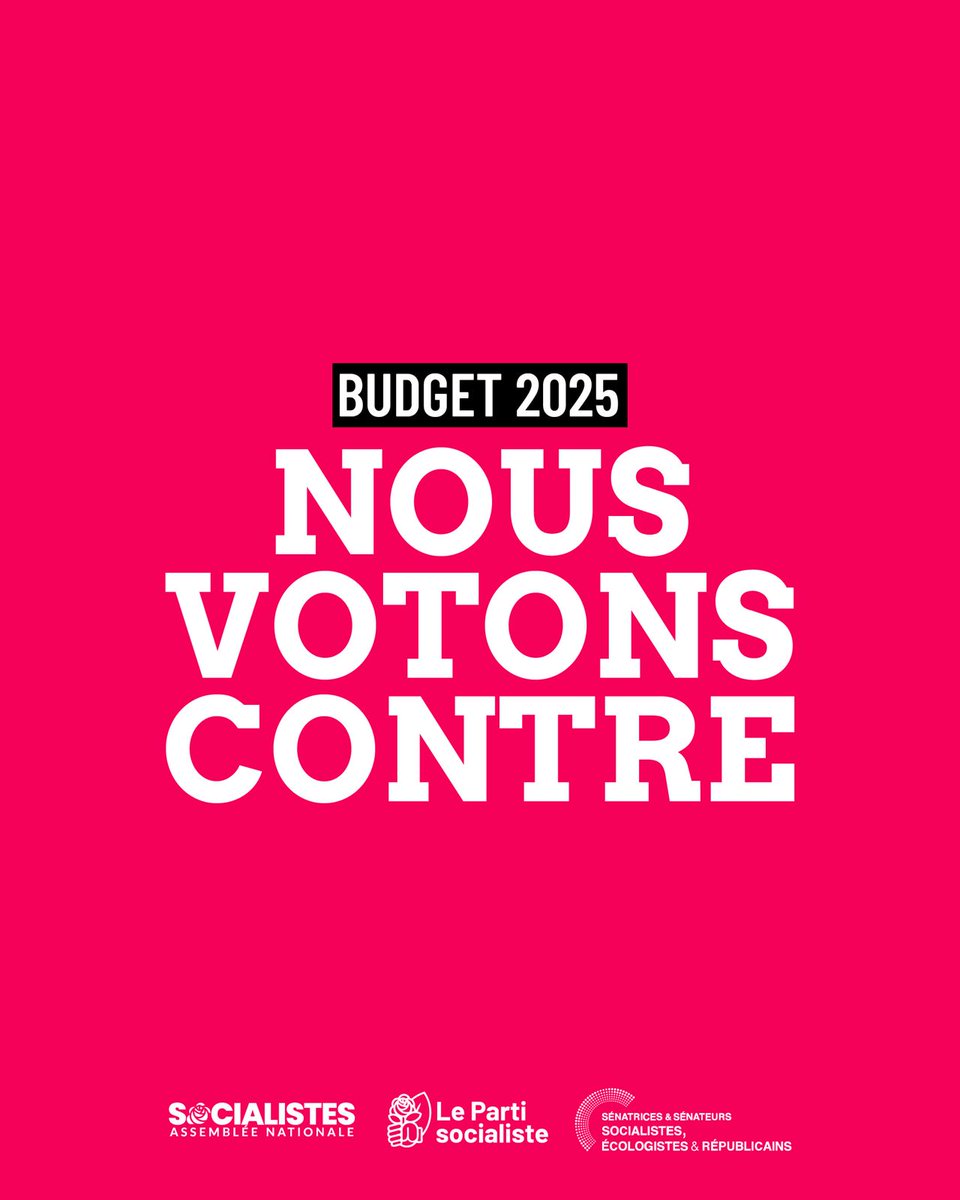 A l'issue de la CMP, les socialistes ont décidé de voter contre le #budget2025.
Nous avons obtenu des avancées pour préserver les Français•es &amp; les services publics des coupes budgétaires annoncées. Elles sont insuffisantes. Nous avons voté contre et confirmerons ce vote à l'AN.