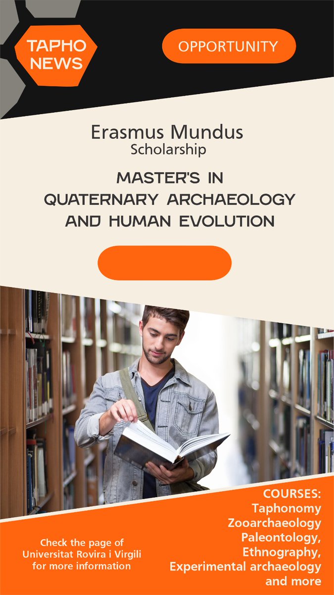 #TaphoNews | Erasmus Mundus Scholarship Opportunity 🎓🌍

This is a great opportunity to study human prehistory, paleoecology, and taphonomy.

📅 Applications are open! Check the details here 👉 quaternaryprehistory.eu/admissions

#Scholarship #Erasmus #Taphonomy #Archeology #StudyAbroad