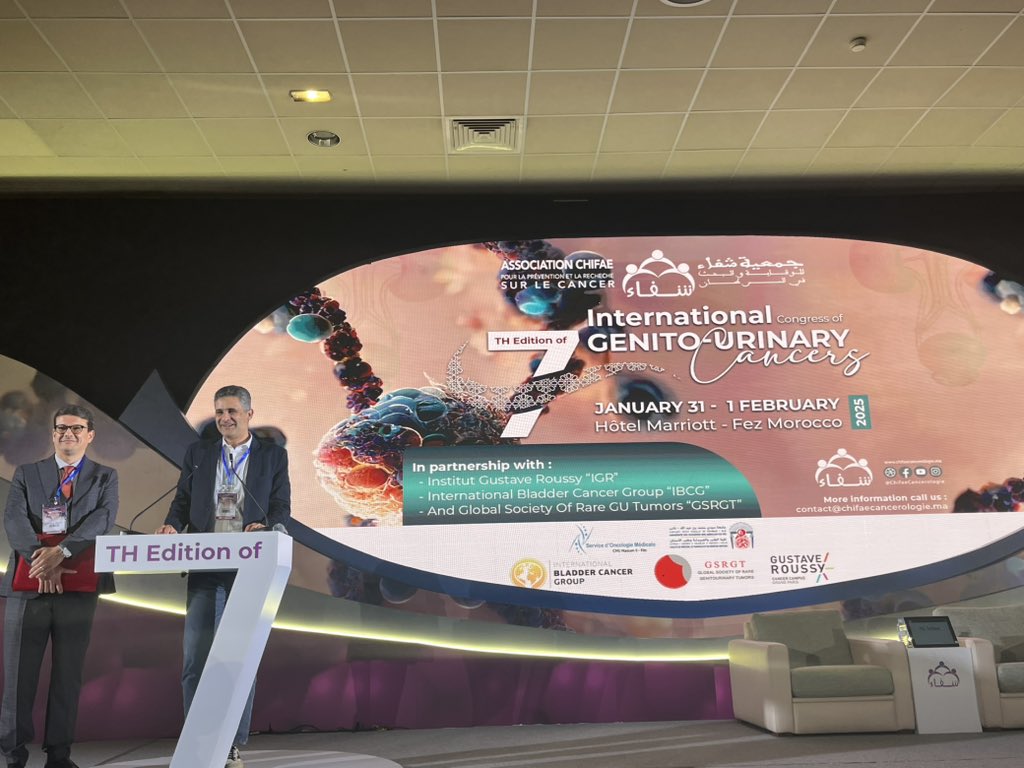 PGrivasMDPhD's tweet photo. Introduction by Karim &amp; @NawfelMellas in exciting meeting in Morocco! Initial talk by amazing @karima_oualla on prostate Ca genetic testing! @shilpaonc @MellasSoufiane @SpiessPhilippe @AndreaNecchi @UroDocAsh @g_develasco @TouijerKarim @neerajaiims @OncoAlert @nicoleflemingmd https://t.co/XyPUHMG7tu