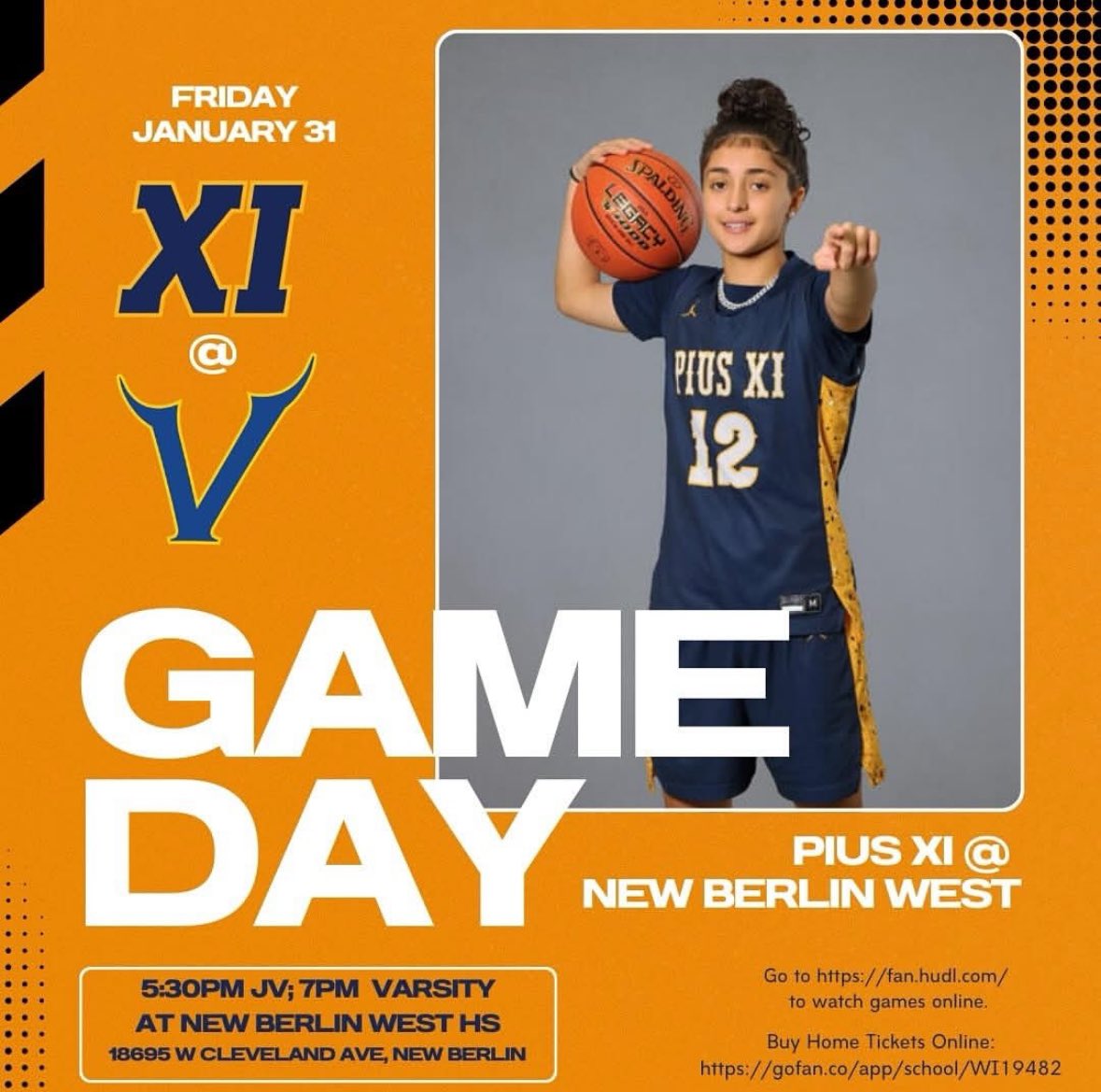 Come out to New Berlin West tonight to see our girls play 💪🏼🏀🔥