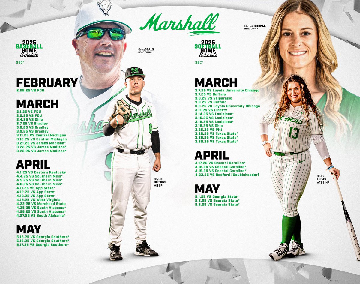 Marshall Athletics (@herdzone) on Twitter photo Baseball and Softball season is almost here! Come to tomorrow’s (2/1) <a href="/Herd_MBB/">Marshall Men's Basketball</a> game to receive this schedule poster and get autographs from the <a href="/HerdBaseball/">Marshall Baseball</a> and <a href="/HerdSB/">Marshall Softball</a> teams! ⚾️🥎
#WeAreMarshall Baseball and Softball season is almost here! Come to tomorrow’s (2/1) <a href="/Herd_MBB/">Marshall Men's Basketball</a> game to receive this schedule poster and get autographs from the <a href="/HerdBaseball/">Marshall Baseball</a> and <a href="/HerdSB/">Marshall Softball</a> teams! ⚾️🥎
#WeAreMarshall